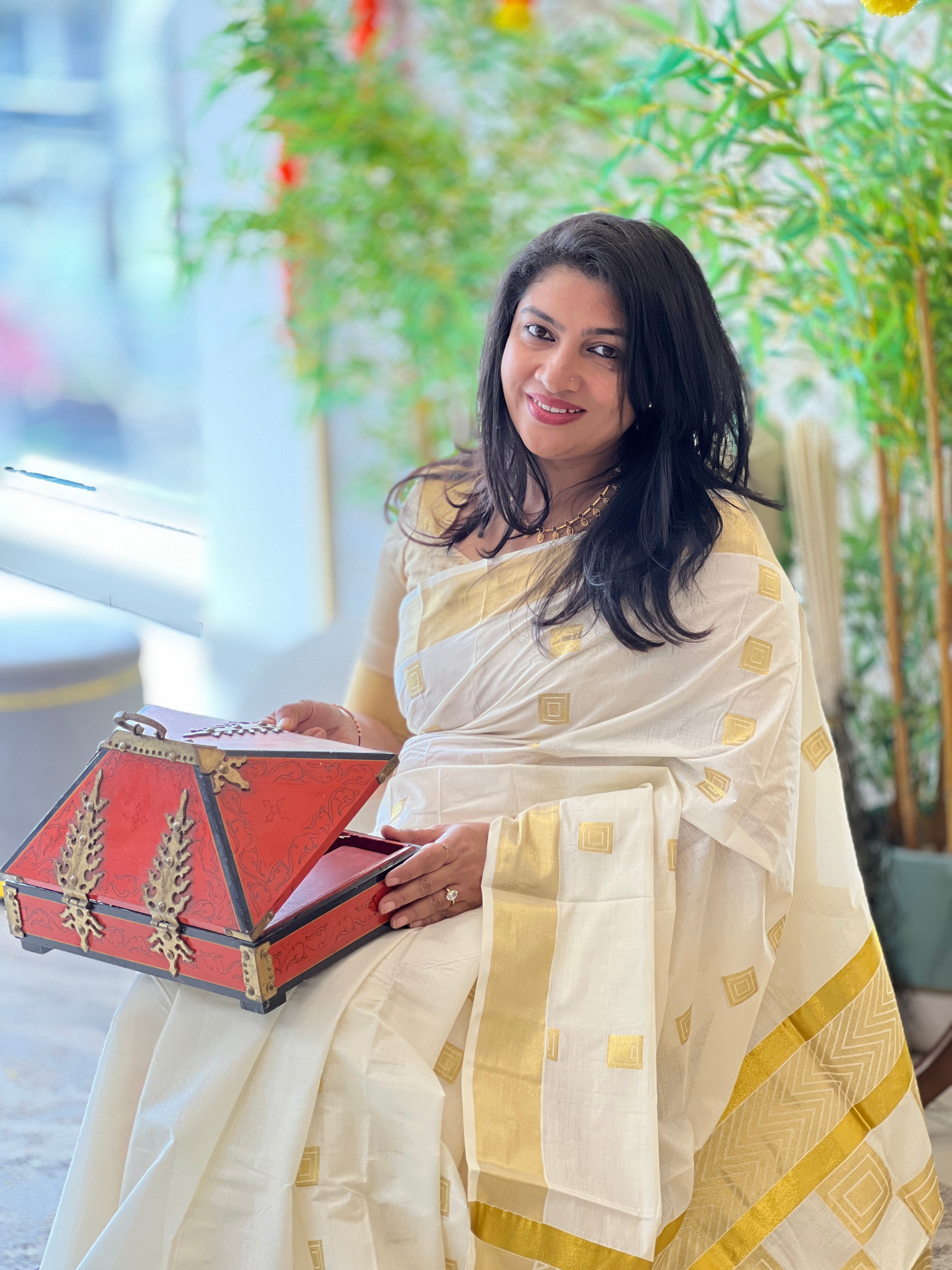Geometrical Design Kerala Cotton Saree | RLF192