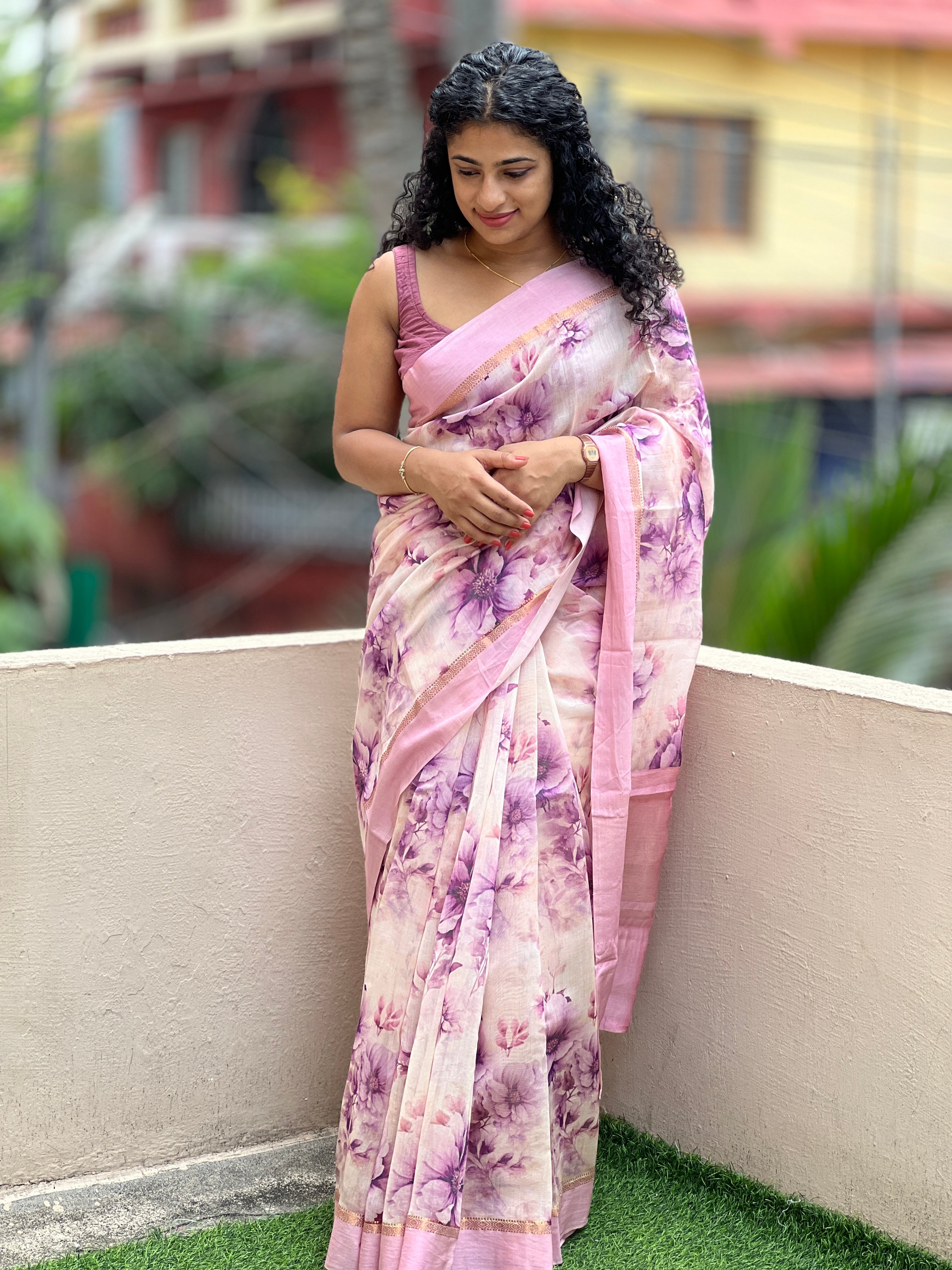 Floral Printed Chanderi Silk Saree | RGD184