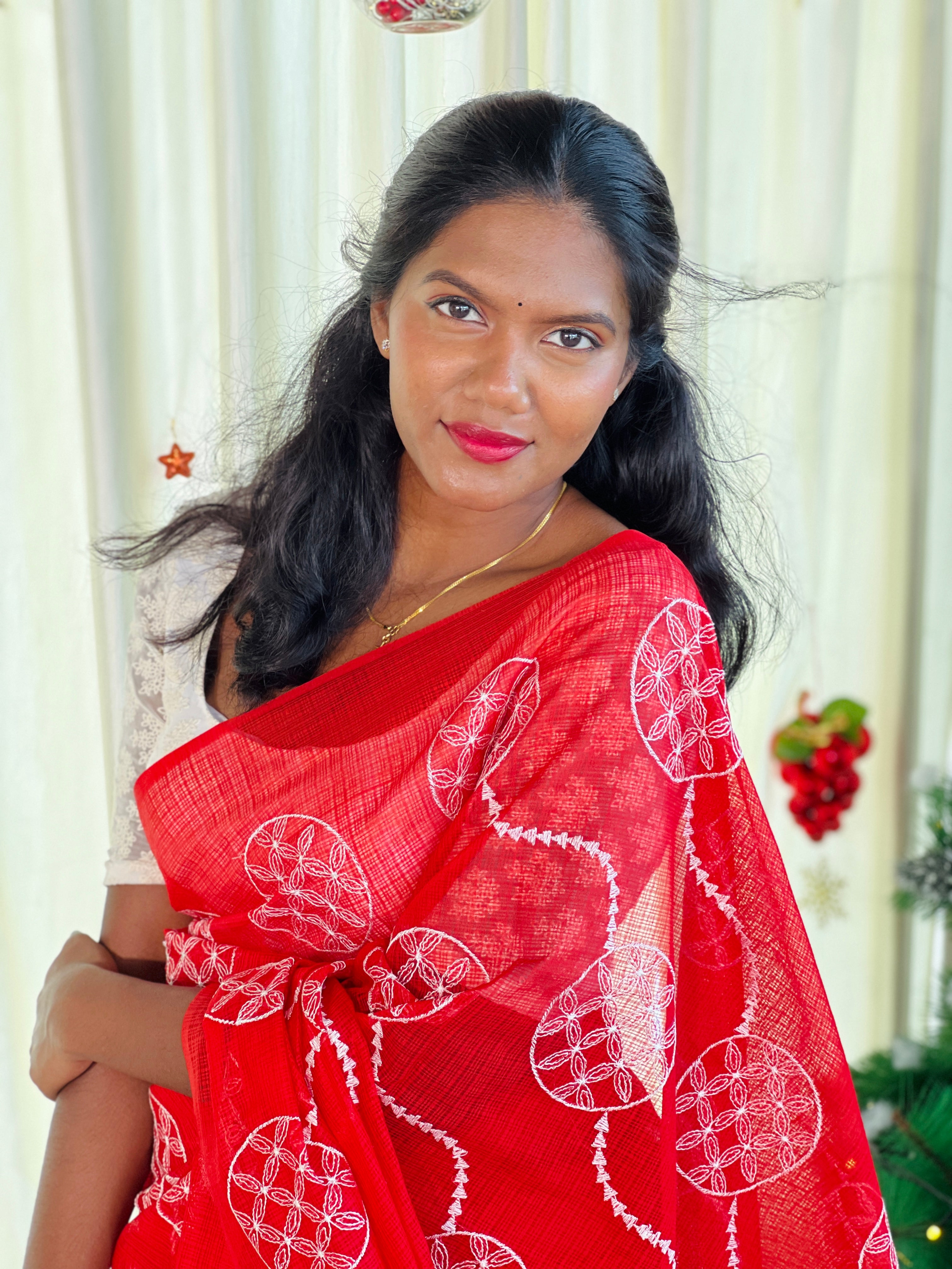 Lucknowi Inspired Embroidery Detailed Kota Saree | NHH564