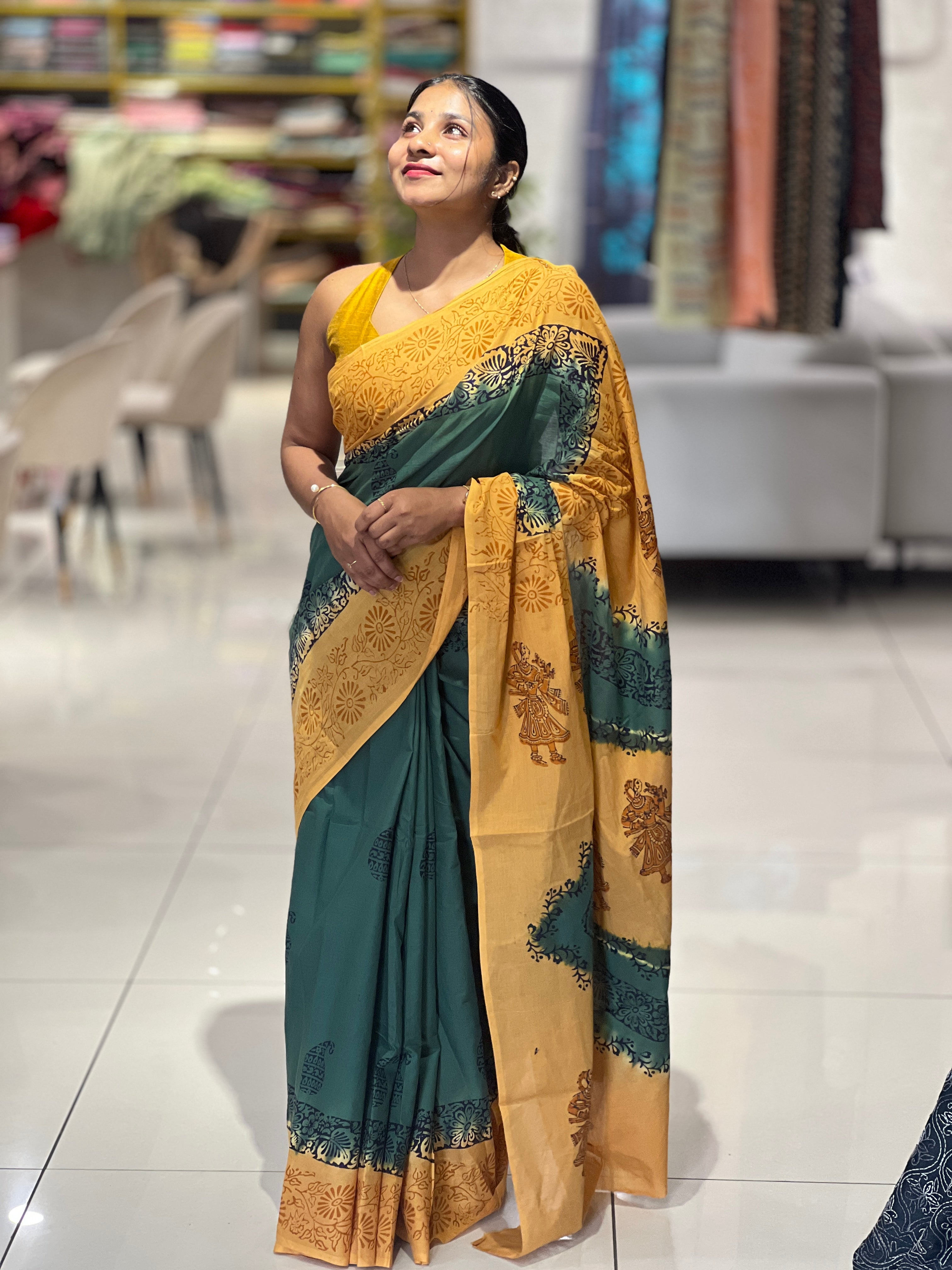 Block Printed Pure Cotton Saree | SF1372