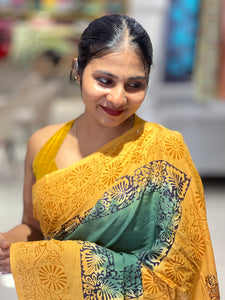 Block Printed Pure Cotton Saree | SF1372