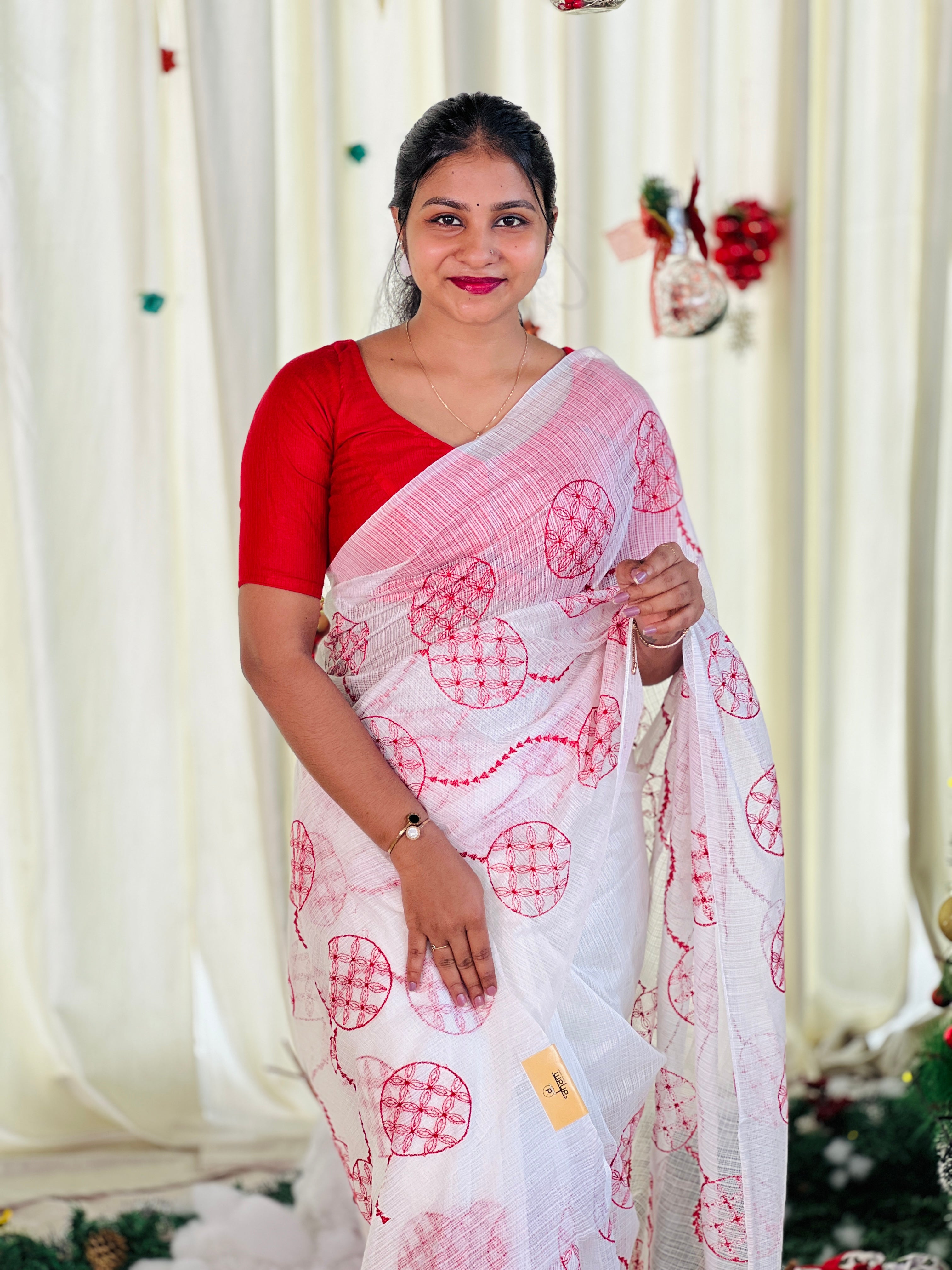 Lucknowi Inspired Embroidery Detailed Kota Saree | NHH563