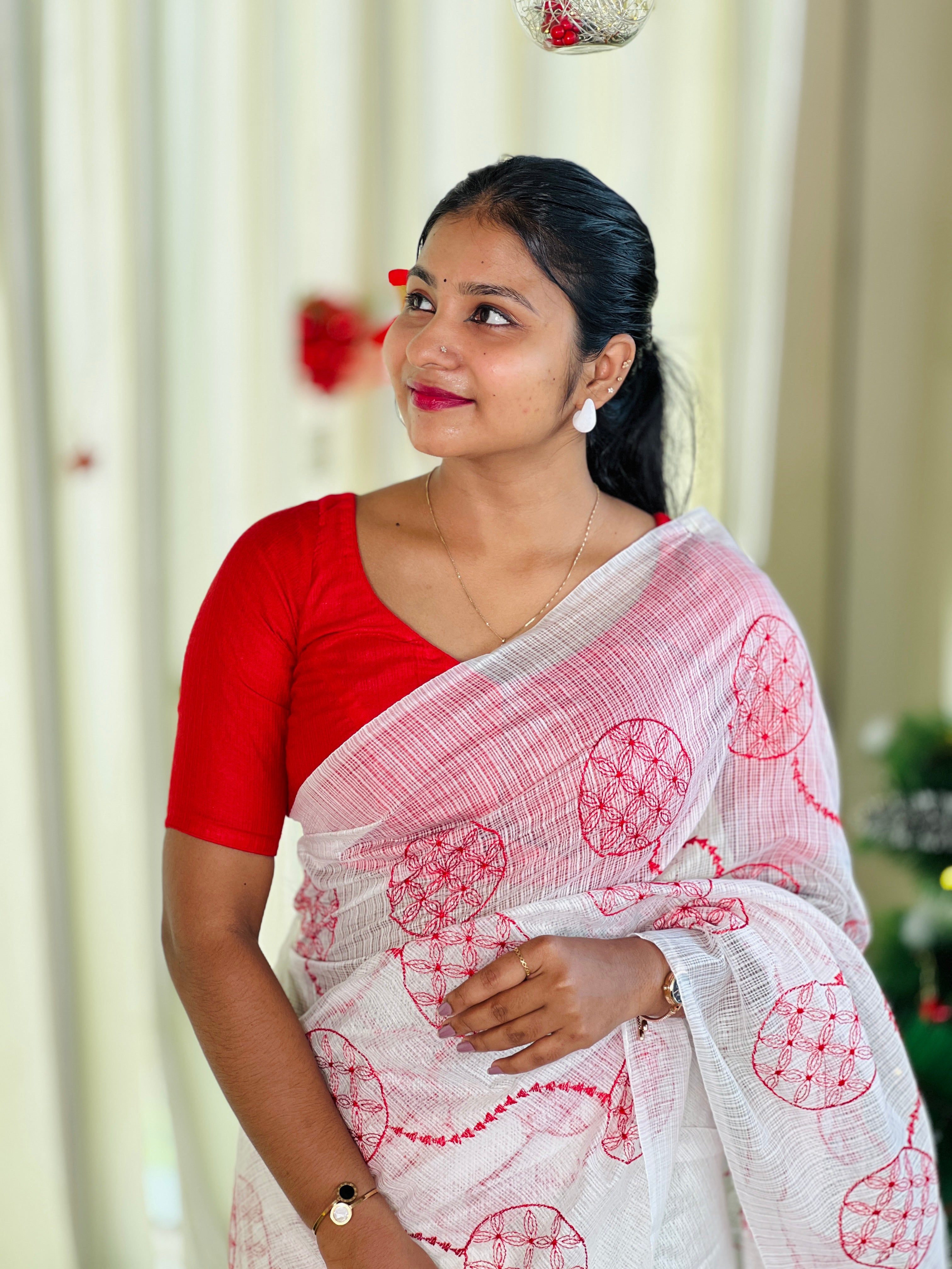 Lucknowi Inspired Embroidery Detailed Kota Saree | NHH563