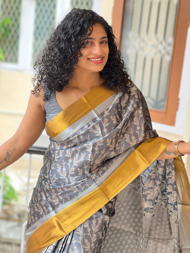 Floral Patterned Zari Woven Tissue Saree | NN157