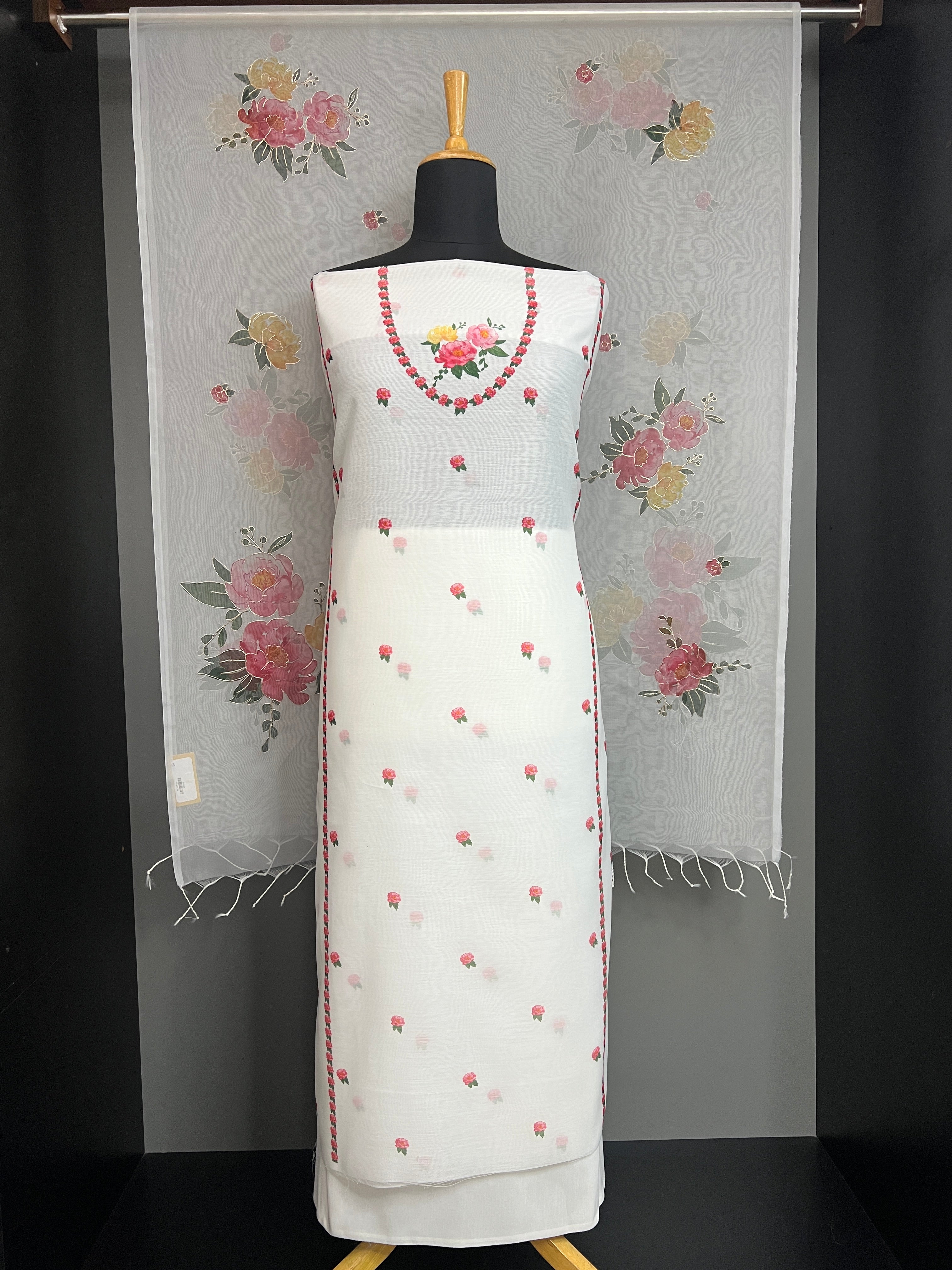 Floral Printed Design Chanderi Salwar Set | MR522