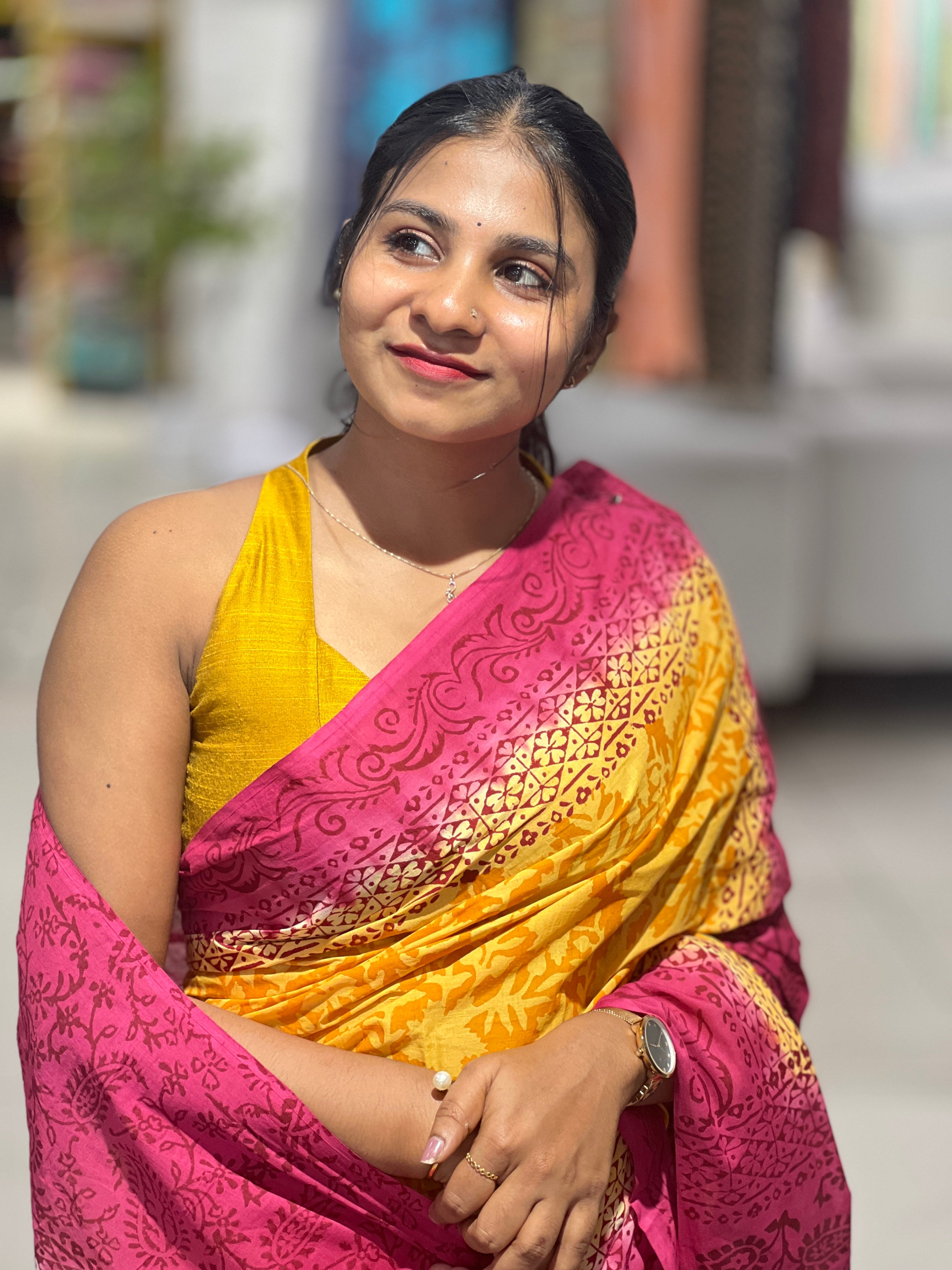 Block Printed Pure Cotton Saree | SF1355