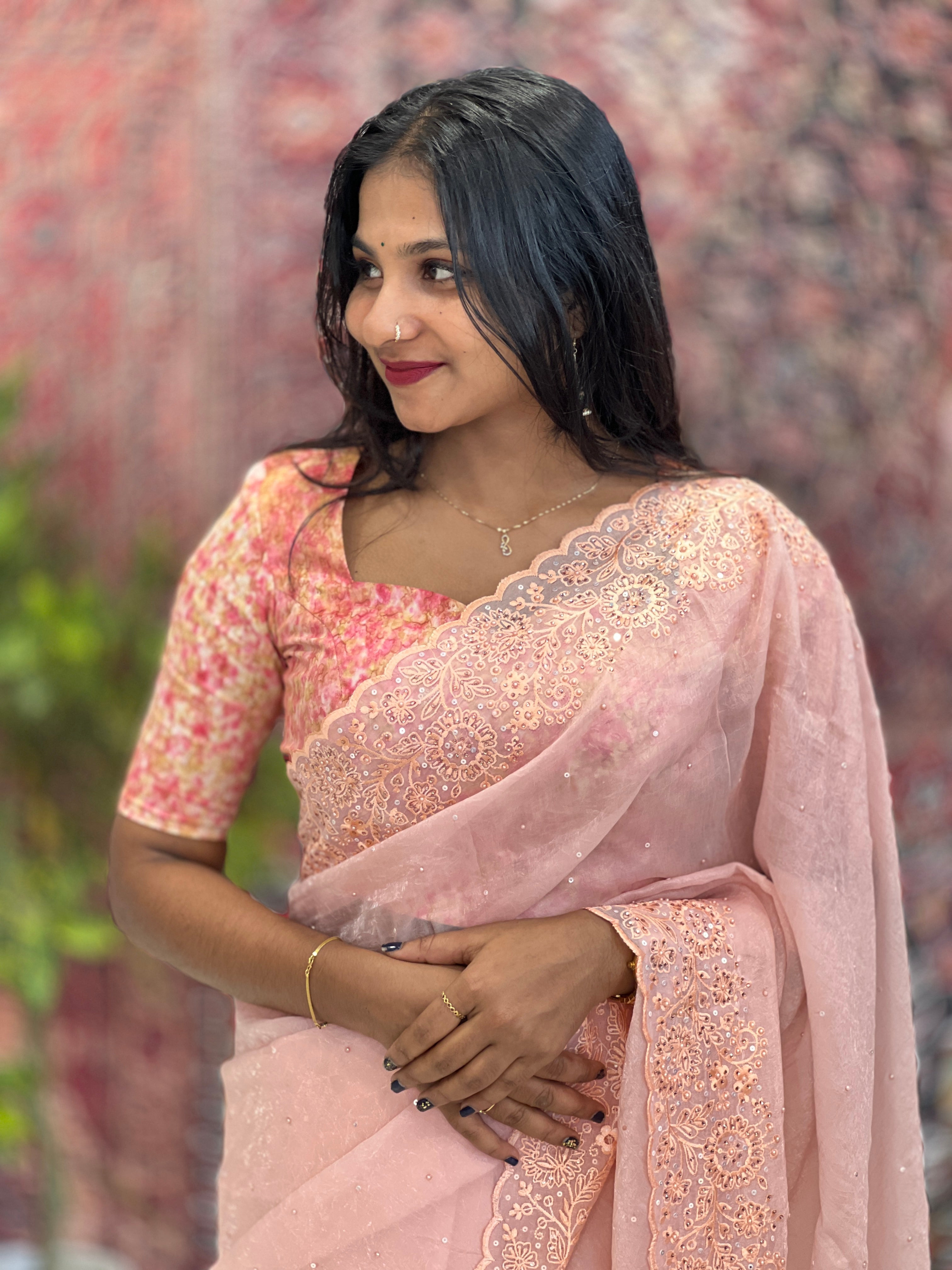Party Wear Shimmer Crushed Organza Saree | SBP551