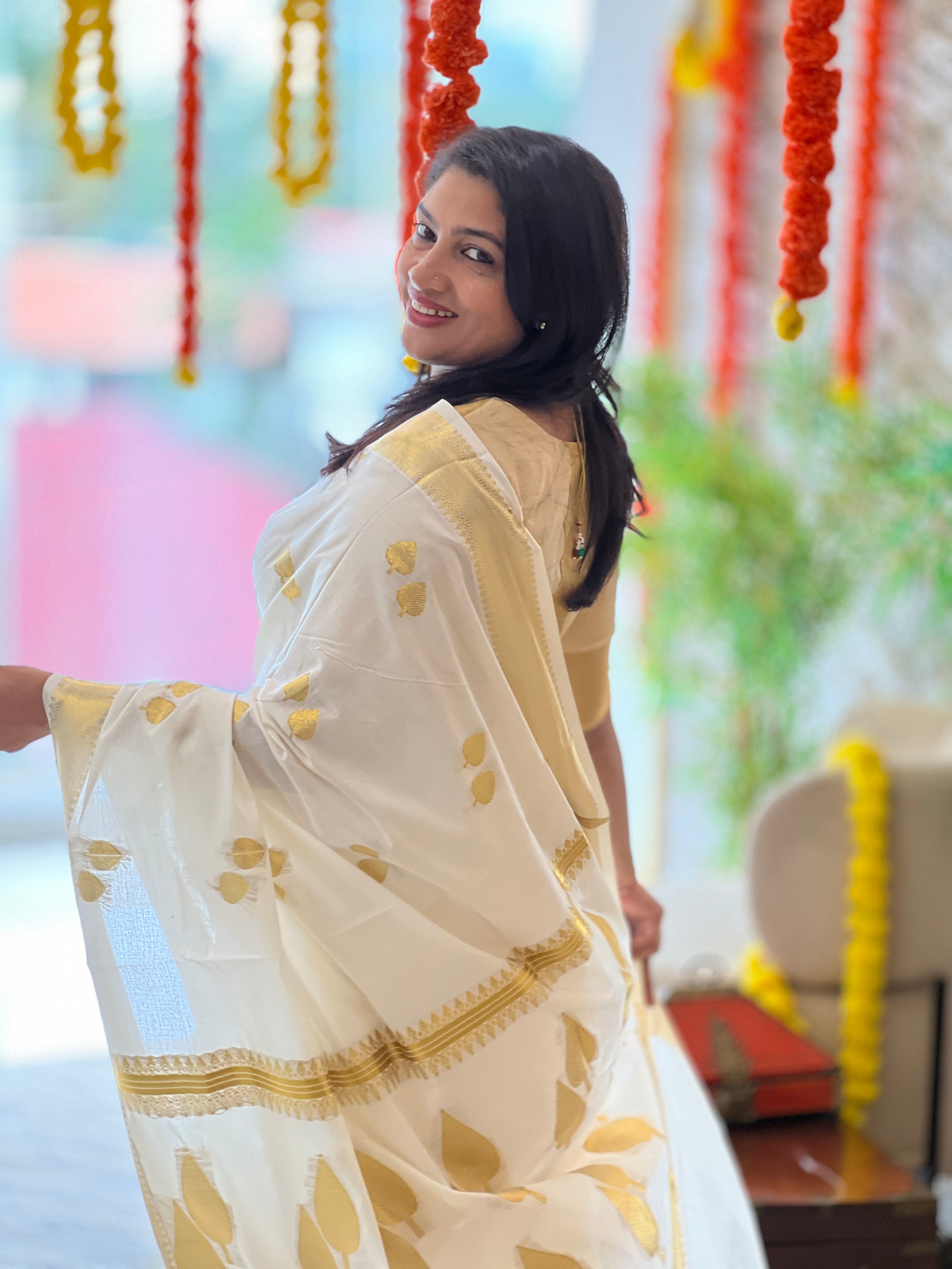 Tree Design Banarasi Weaved Pattern Kerala Cotton Saree | RLF189