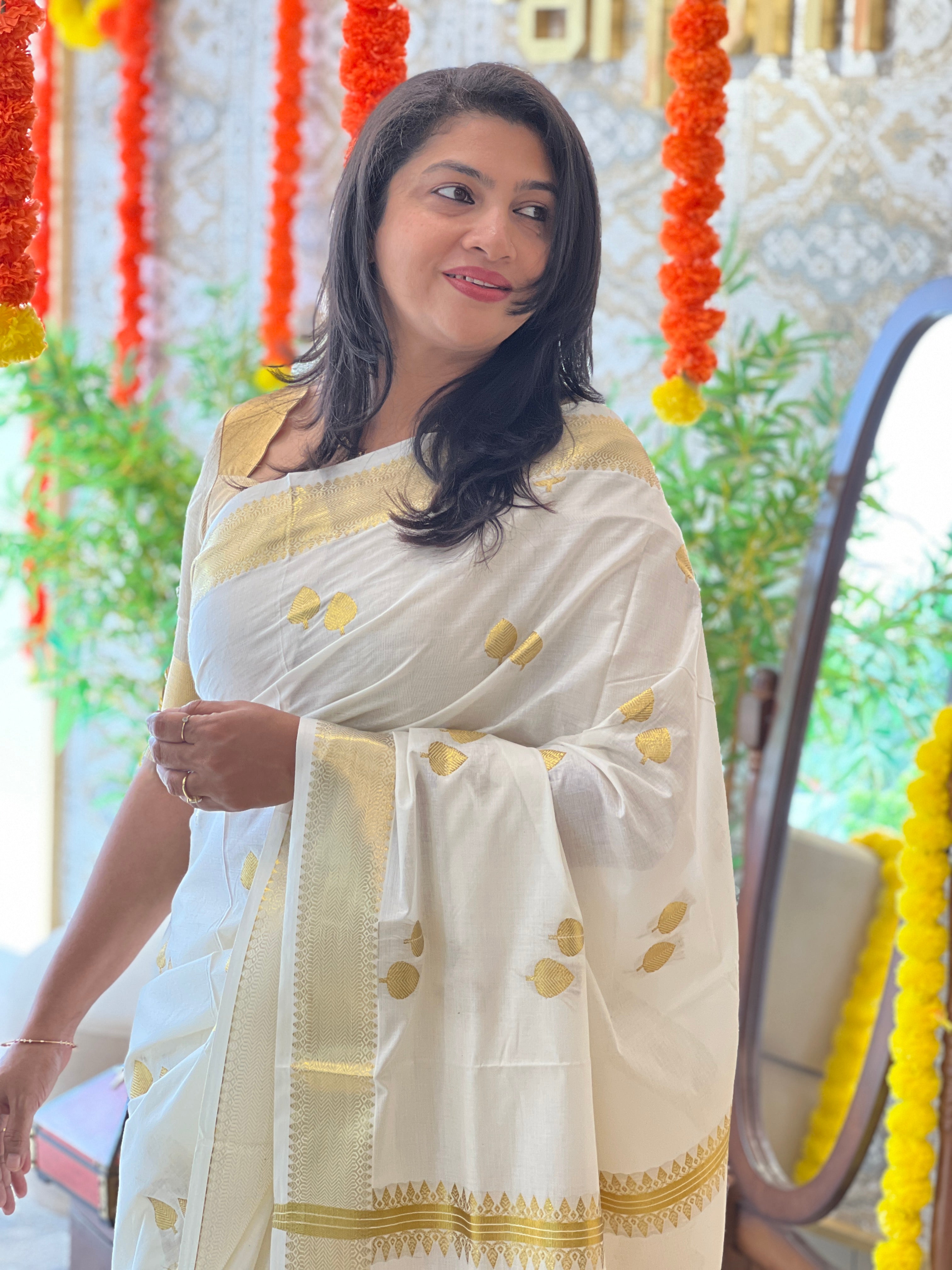 Tree Design Banarasi Weaved Pattern Kerala Cotton Saree | RLF189