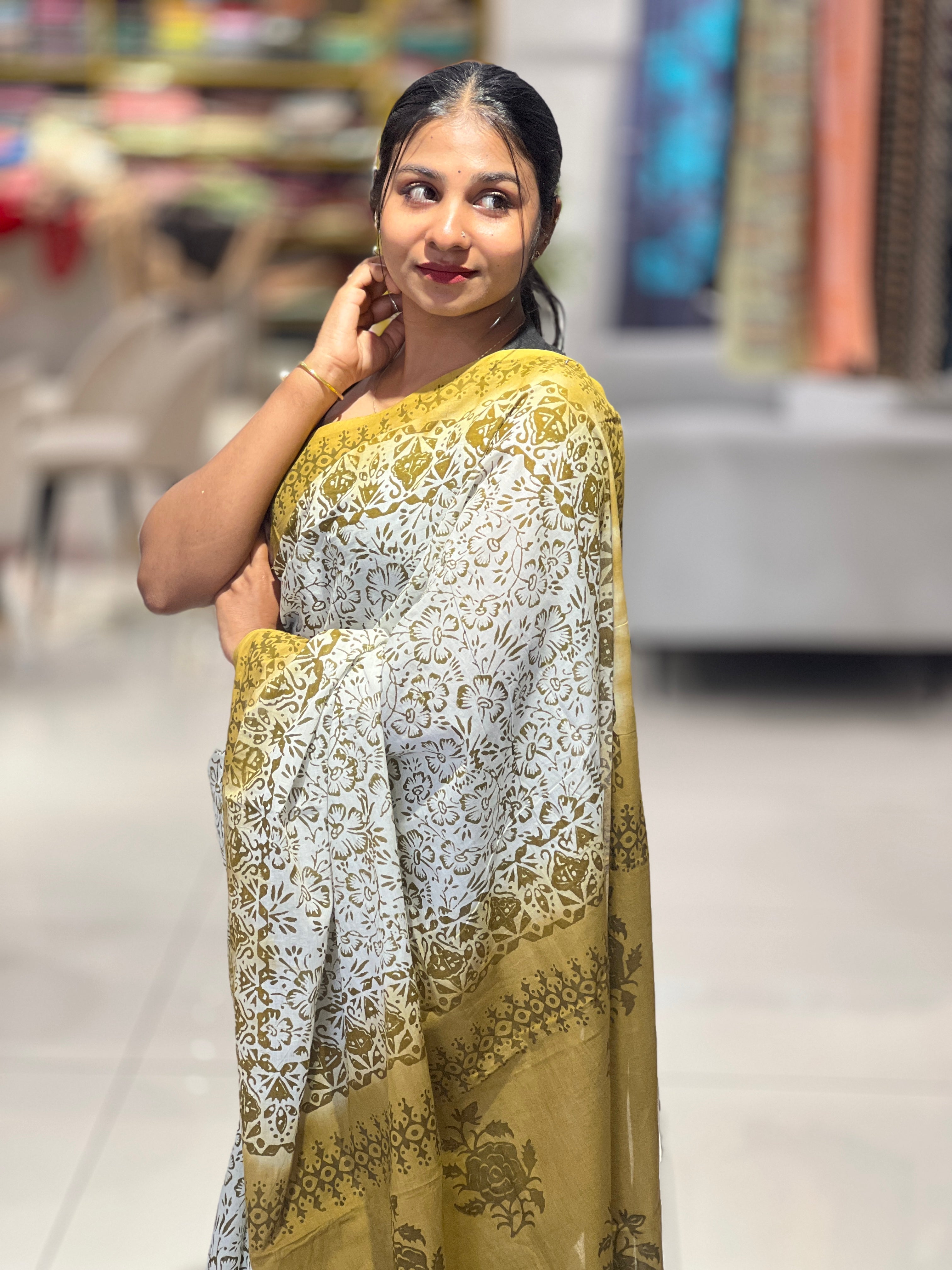 Block Printed Pure Cotton Saree | SF1364