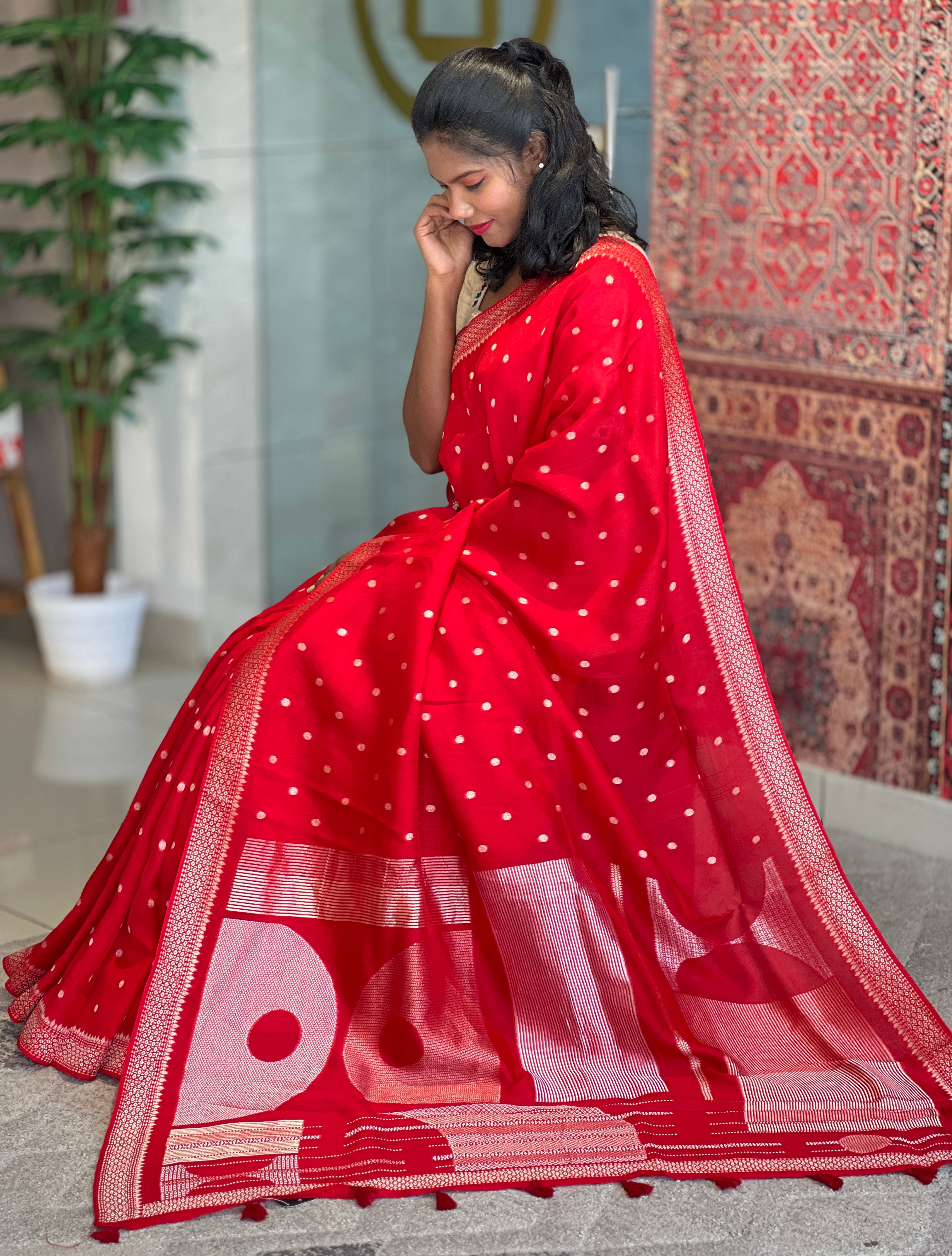 Zari Buta Detailed Banarasi Silk Saree | DVS177