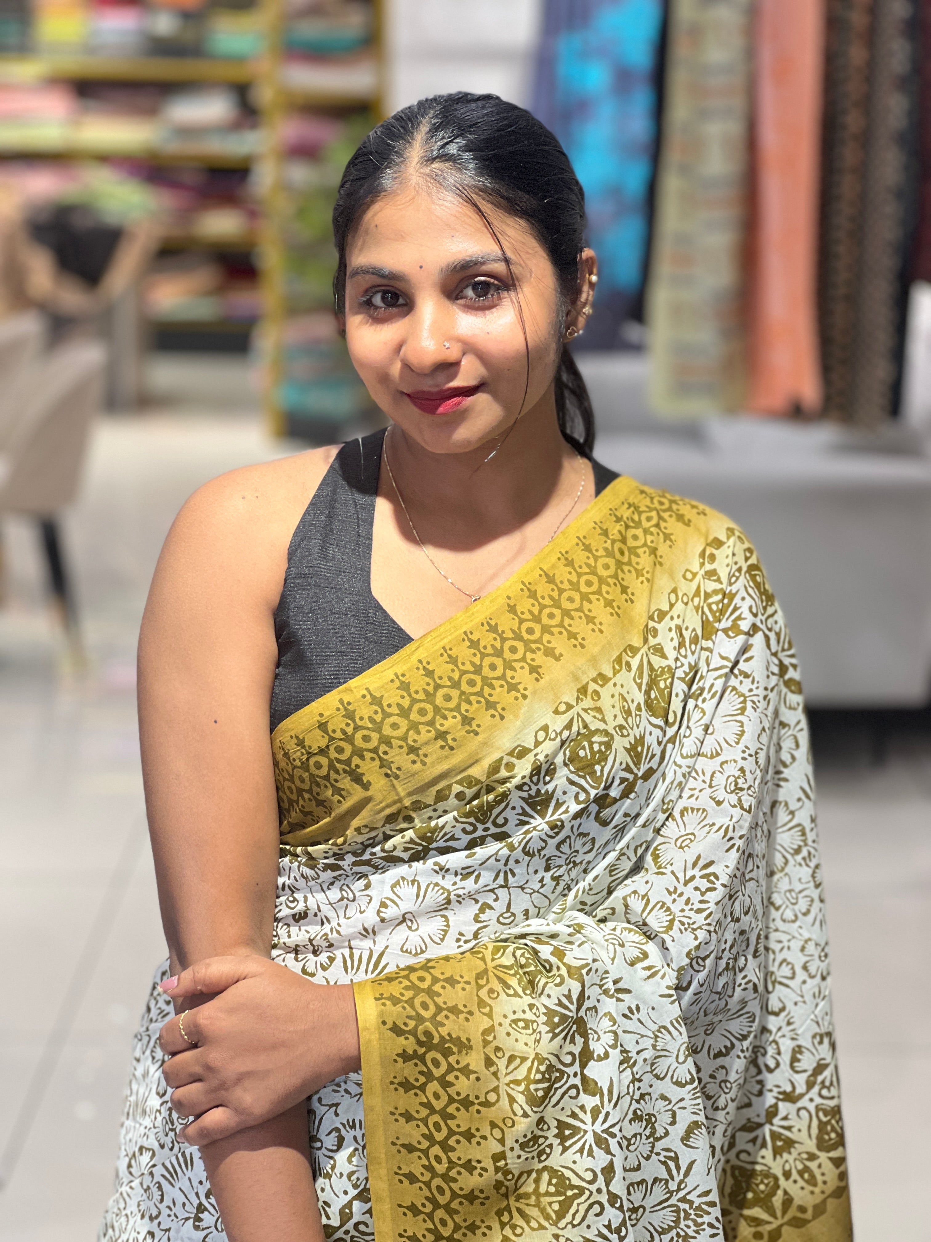 Block Printed Pure Cotton Saree | SF1364