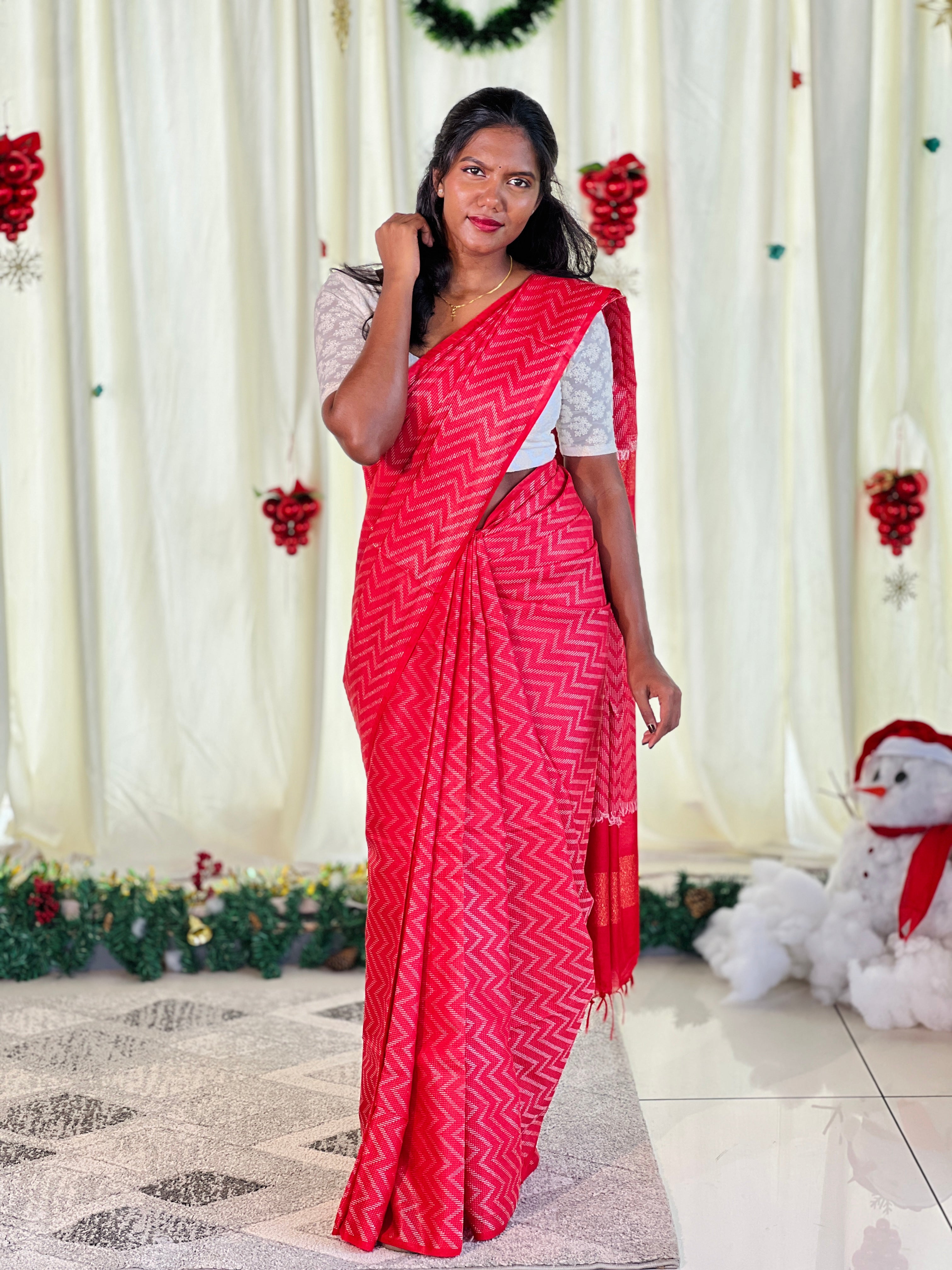 Machine Embroidery Detailed Bhagalpuri Linen Saree | NHH555