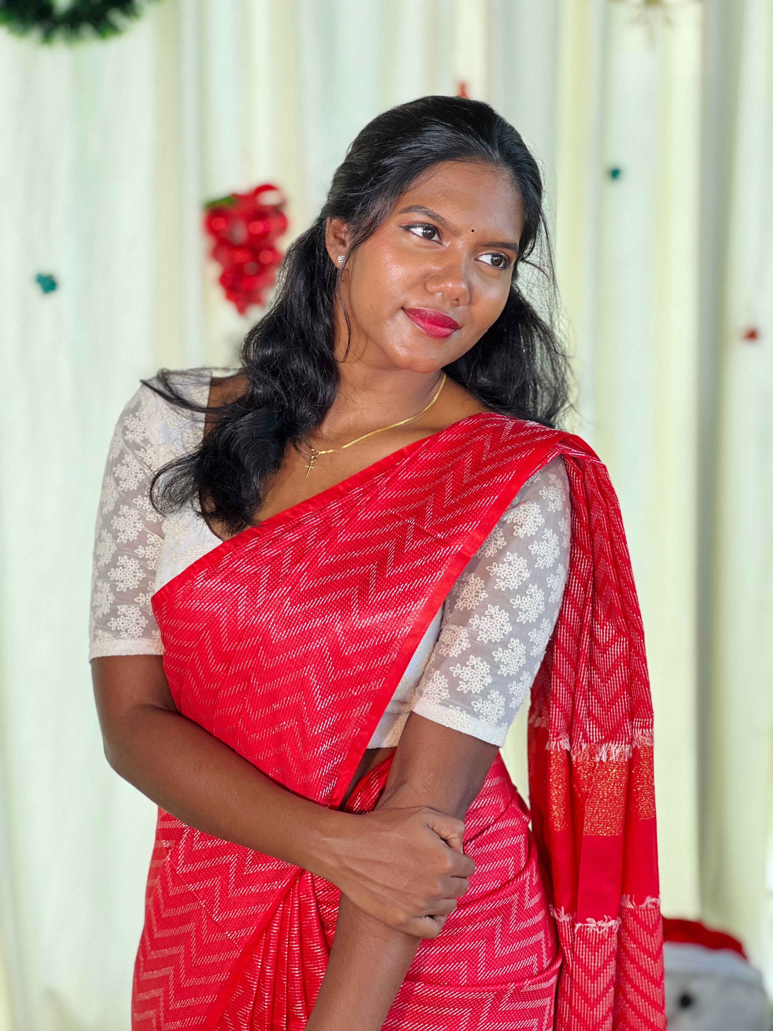 Machine Embroidery Detailed Bhagalpuri Linen Saree | NHH555