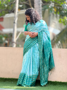 Tie & Dye Pattern Bhagalpuri Linen Saree | MRD342