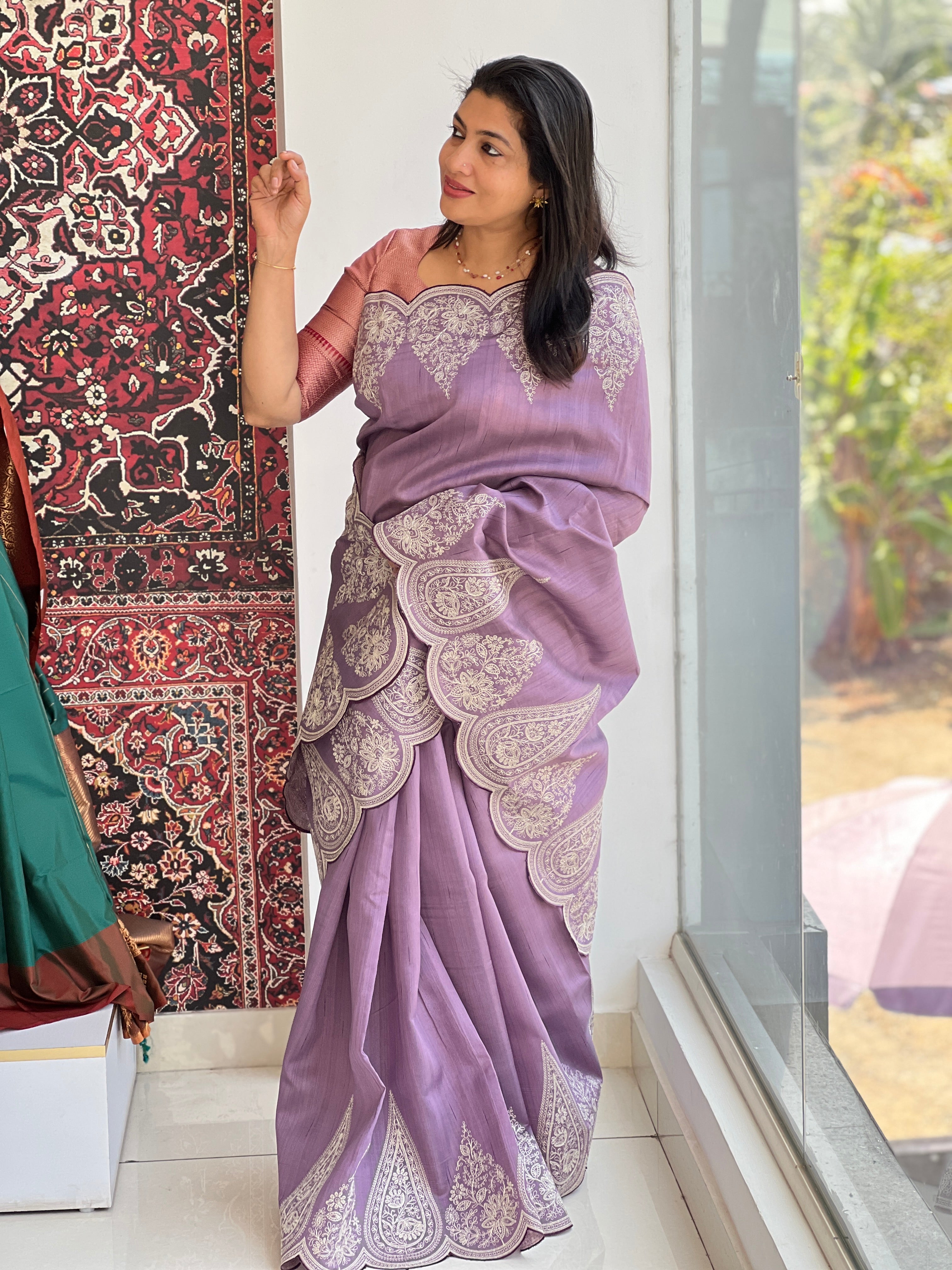 Pitta Work Detailed Semi Silk Saree | SUN168