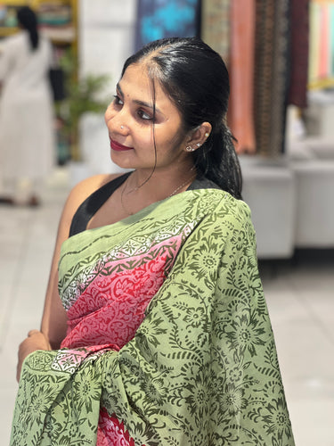 Block Printed Pure Cotton Saree | SF1351