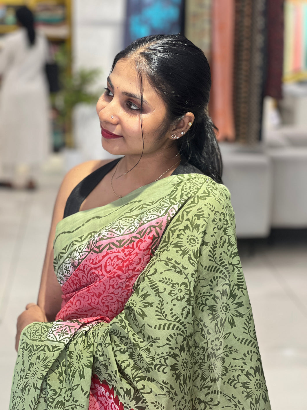 Block Printed Pure Cotton Saree | SF1351
