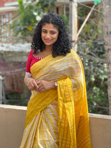 Tie & Dye Pattern Bhagalpuri Linen Saree | MRD342