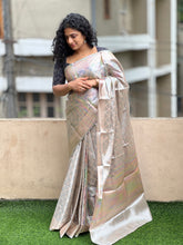 Diamond Patterned Tissue Saree | NN149