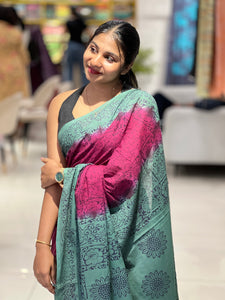 Block Printed Pure Cotton Saree | SF1370