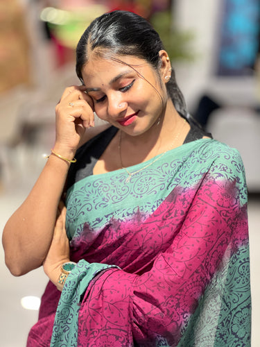 Block Printed Pure Cotton Saree | SF1370