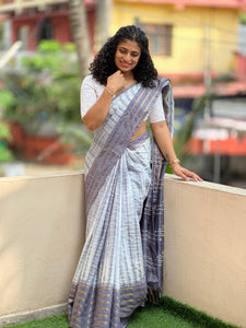 Tie & Dye Pattern Bhagalpuri Linen Saree | MRD342