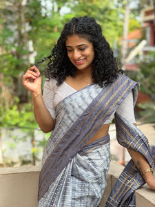 Tie & Dye Pattern Bhagalpuri Linen Saree | MRD342