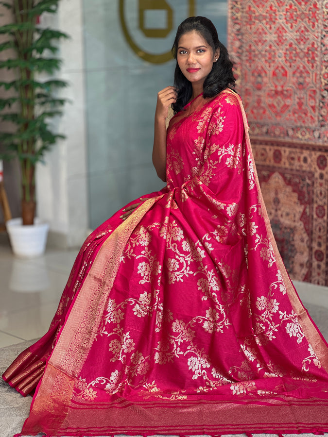 Sequence & Thread Embroidered Chinon Saree | KSD221