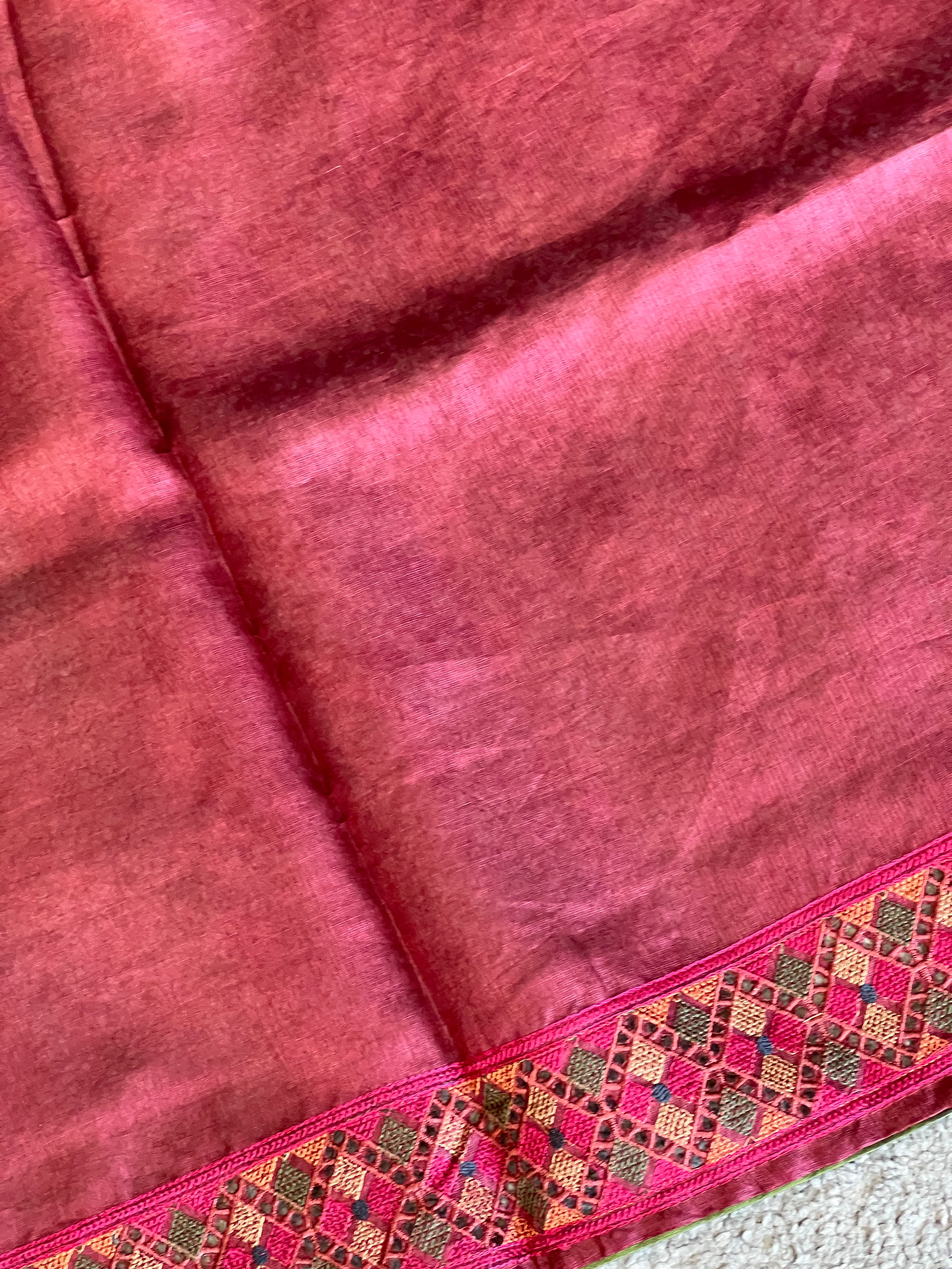 Check Weaving  Embroidery Detailed Pure Tussar Saree | RGD714