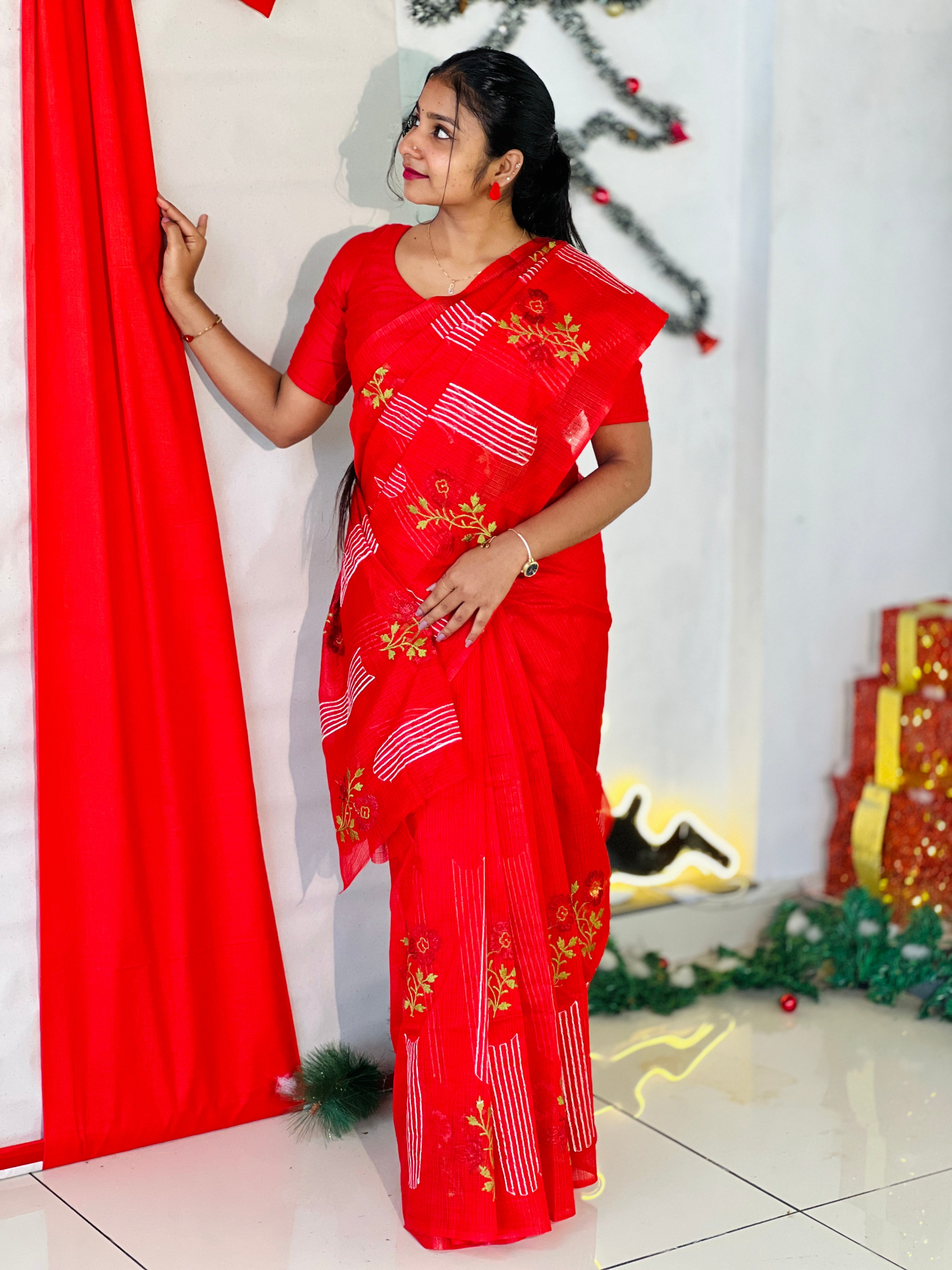 Machine Embroidery Detailed Kota Saree | NHH568