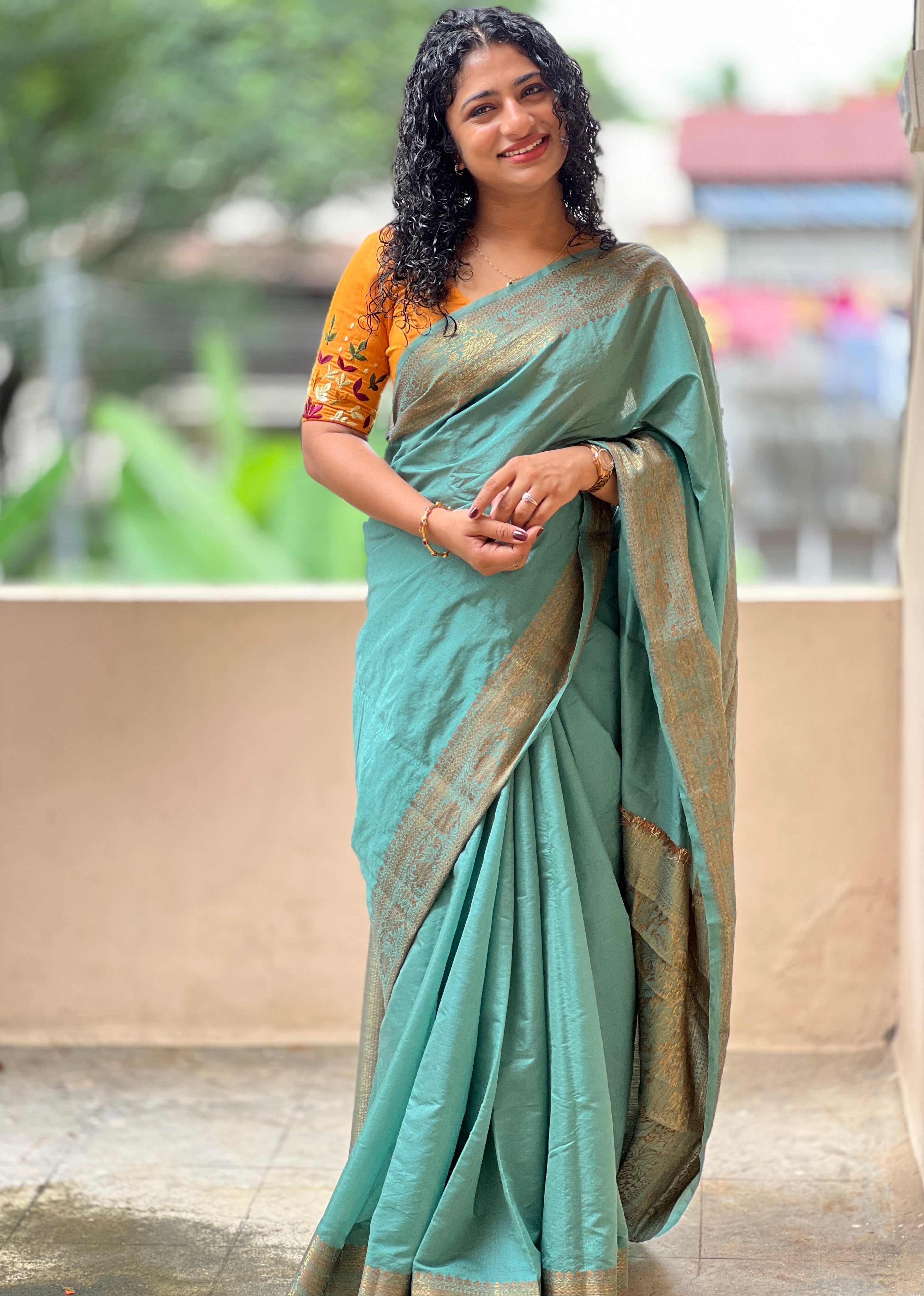 Banarasi Weaved Border Pattern Semi Silk Saree | JBE126