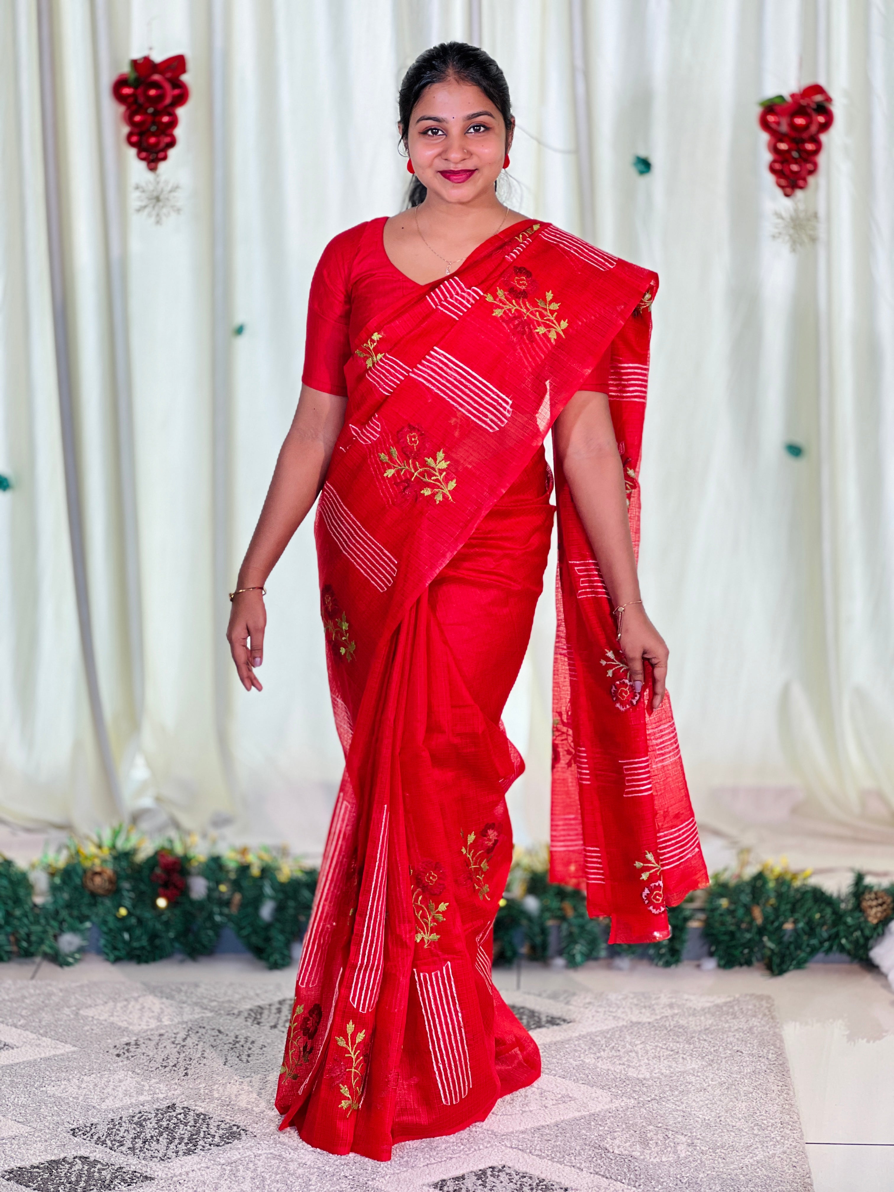 Machine Embroidery Detailed Kota Saree | NHH568