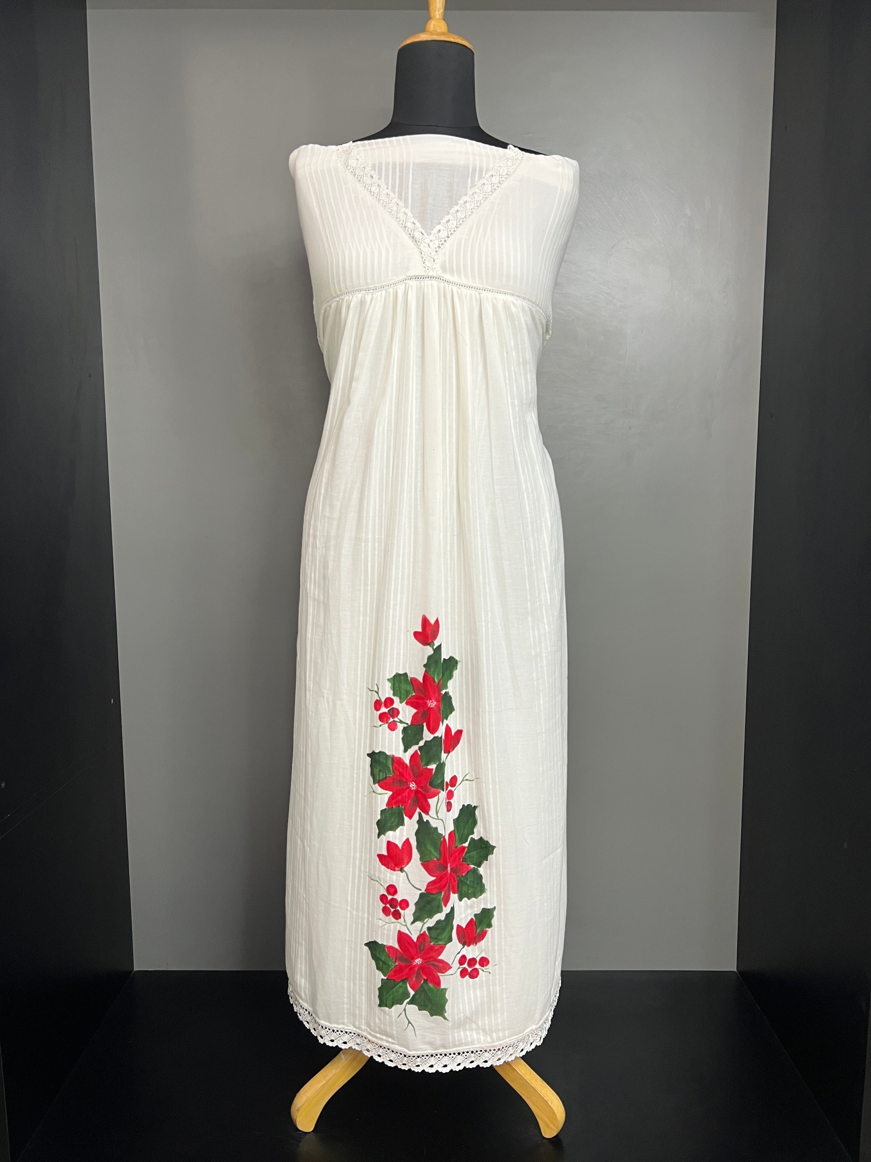 Floral Hand Painted Linen Cotton Kurta Meterials | JSC536
