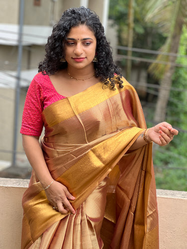 Zari Stripe Detailed Tissue Saree | NN145