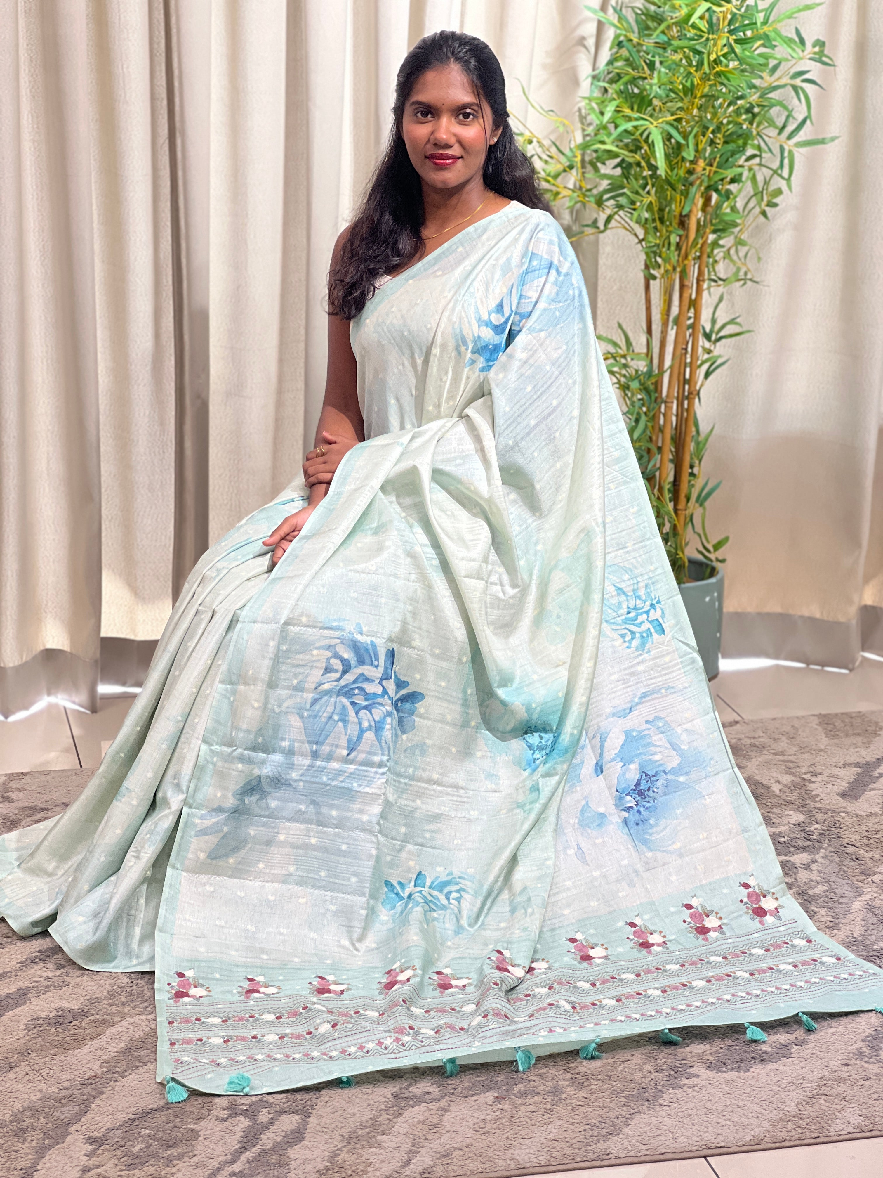 Digital Printed Semi Tussar Saree | YNG1482