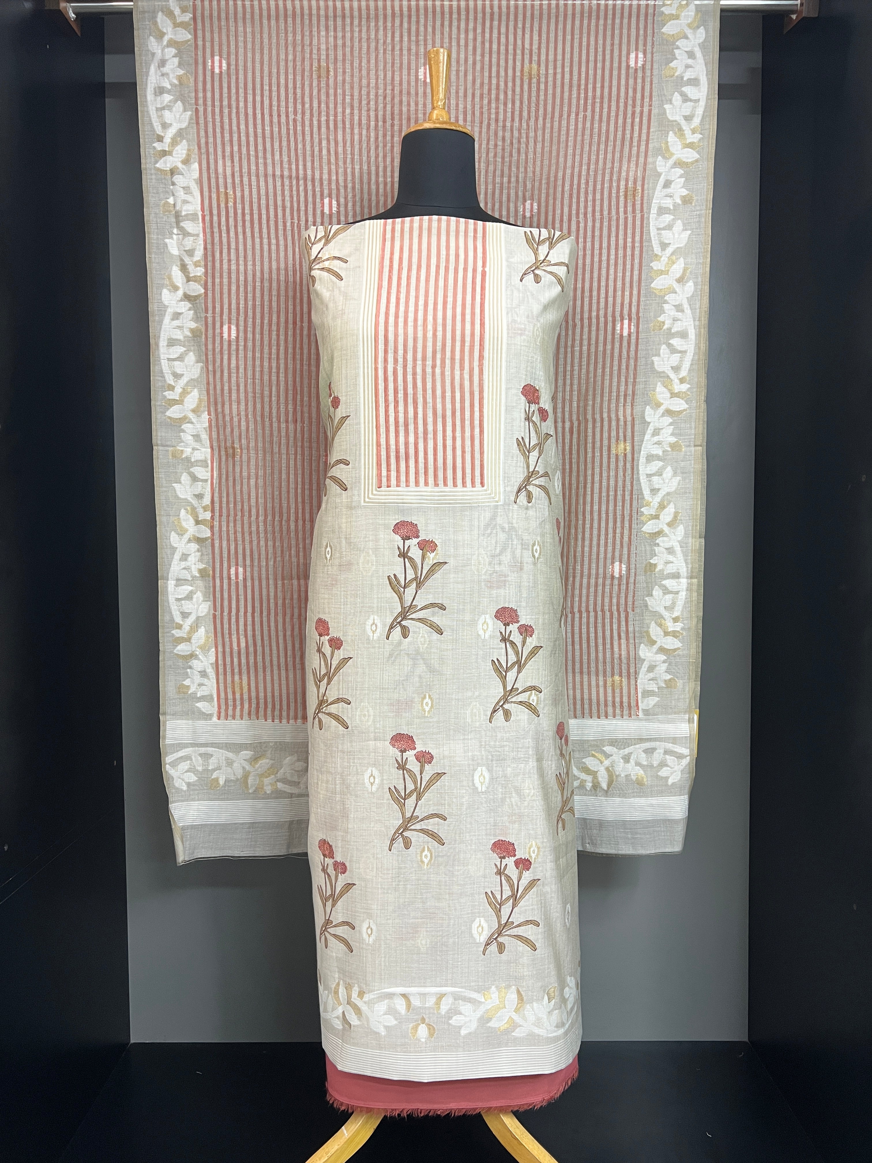 Jamdani Weaved Chanderi Salwar Set | HE312
