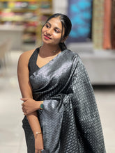 Silver Zari Weaved Semi Silk Saree | HT137