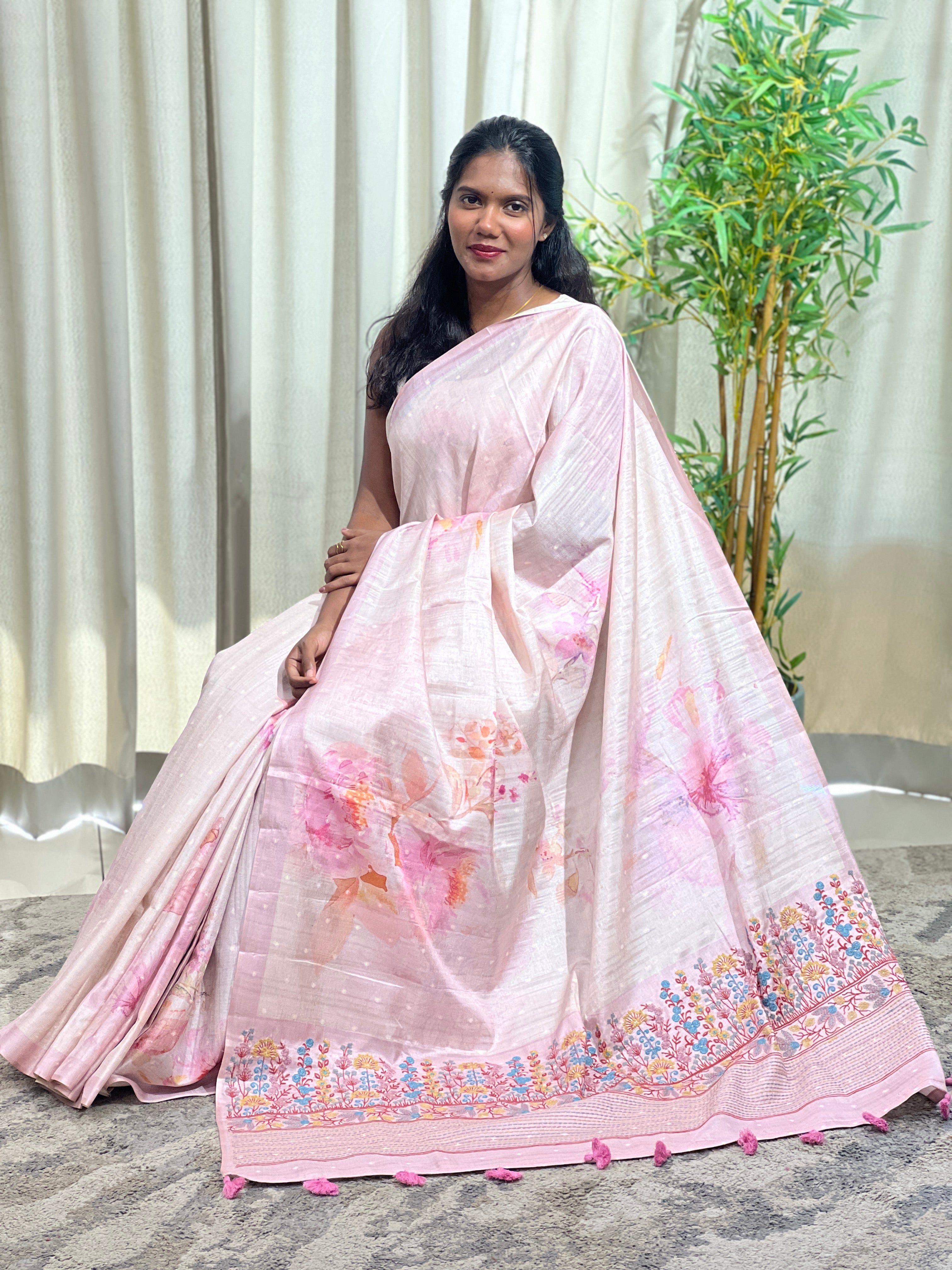 Digital Printed Semi Tussar Saree | YNG1486