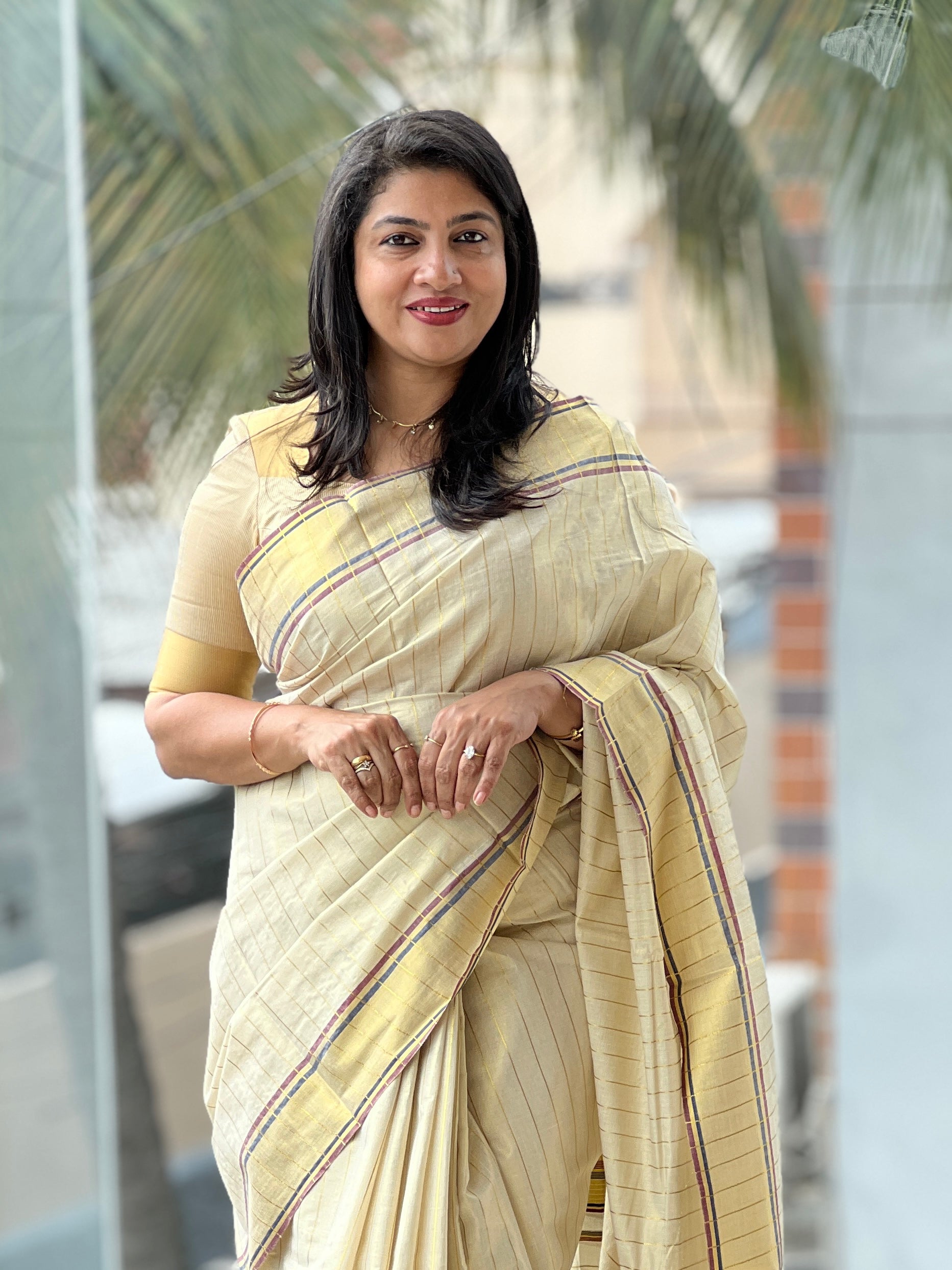 Line Woven Kerala Cotton Saree | RLF135