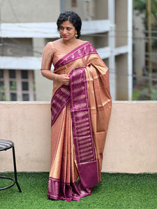 Leaf Patterned Tissue Saree | NN165