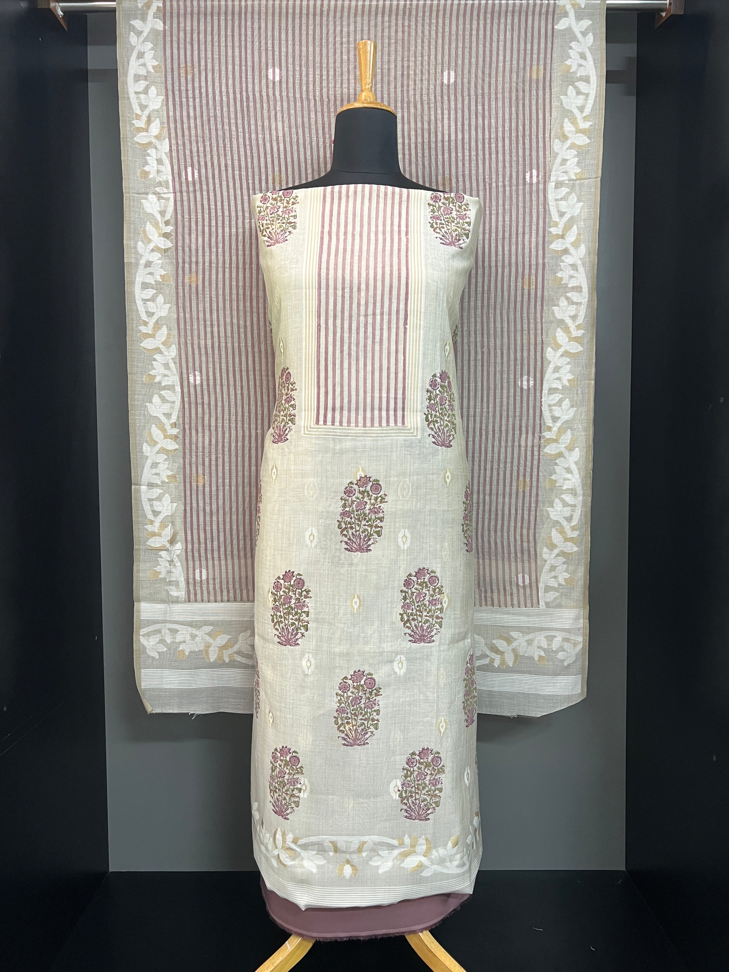 Jamdani Weaved Chanderi Salwar Set | HE314