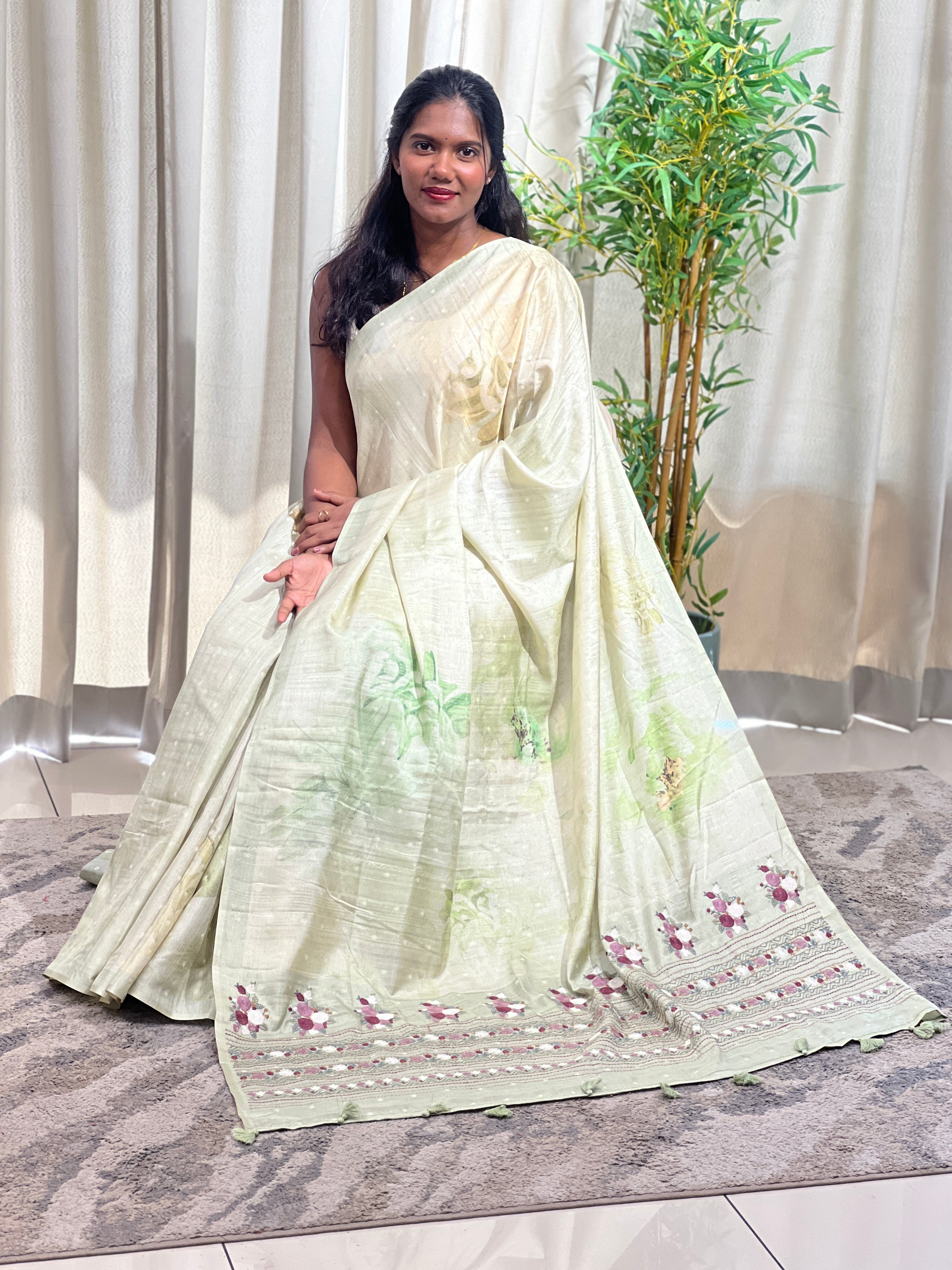 Digital Printed Semi Tussar Saree | YNG1480