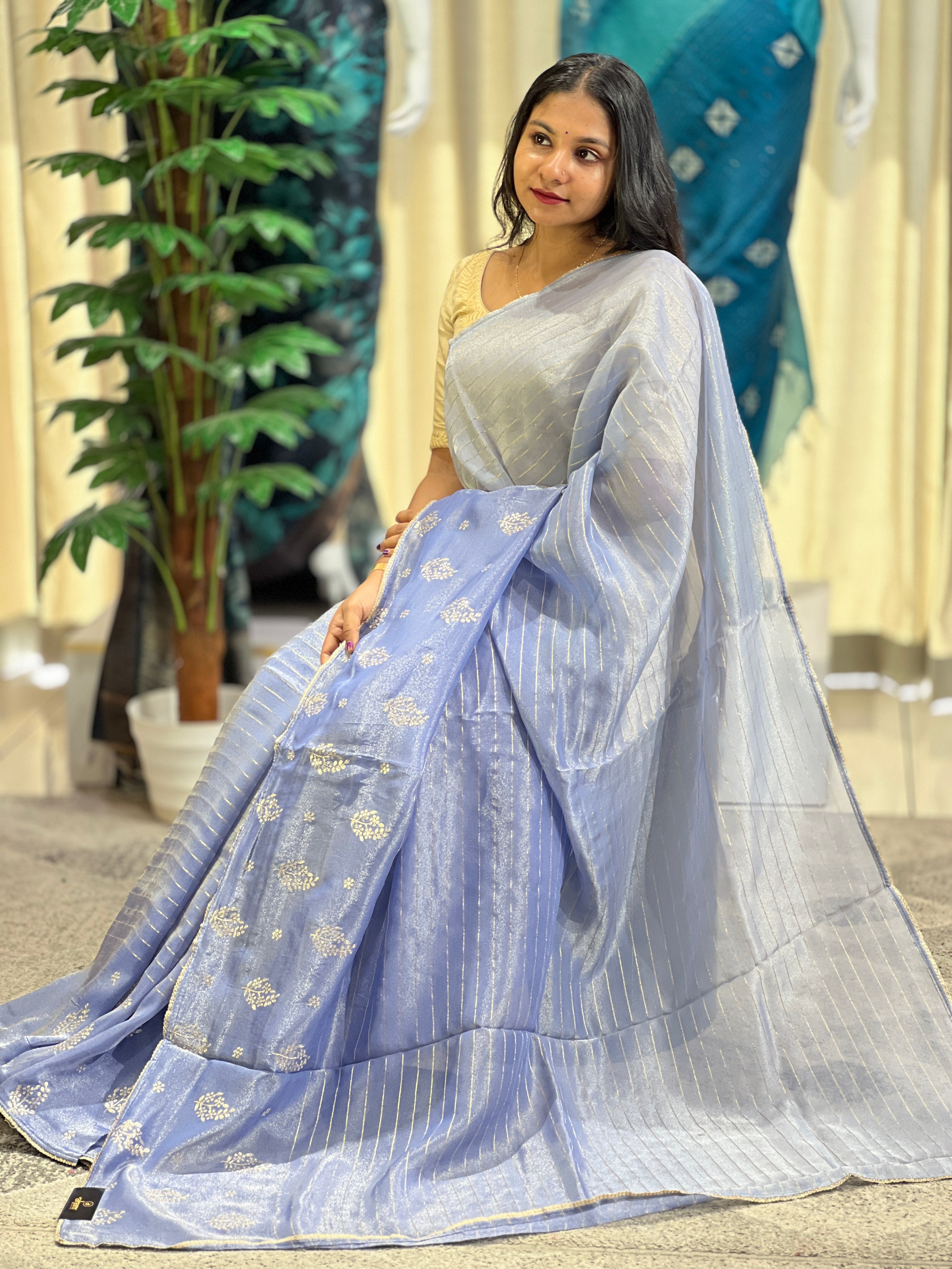 Zari & Pita Work Detailed Tissue Finish Saree | DVS256