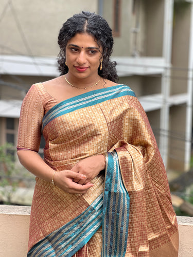 Geometric Patterned Tissue Saree | NN169