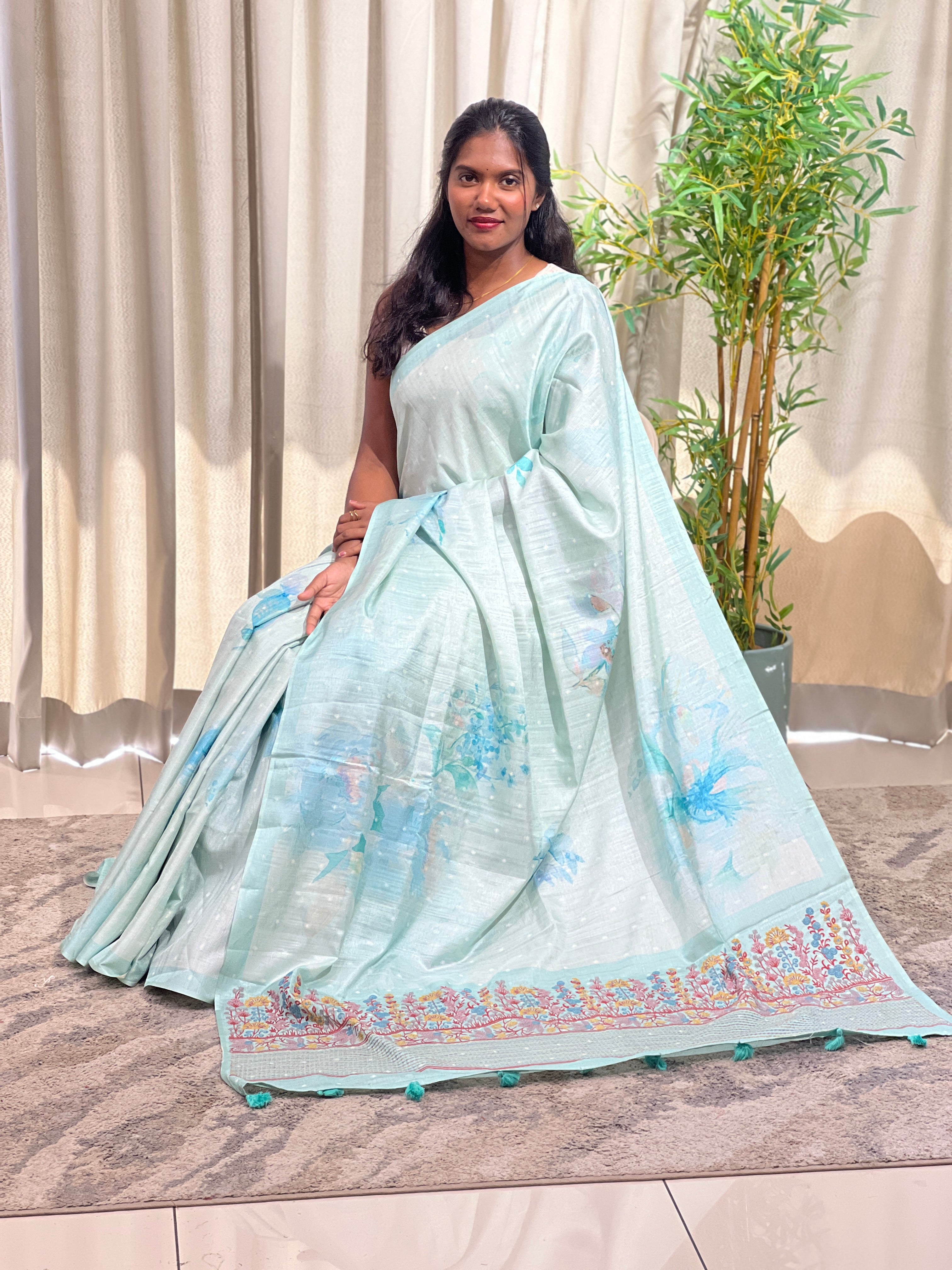 Digital Printed Semi Tussar Saree | YNG1484