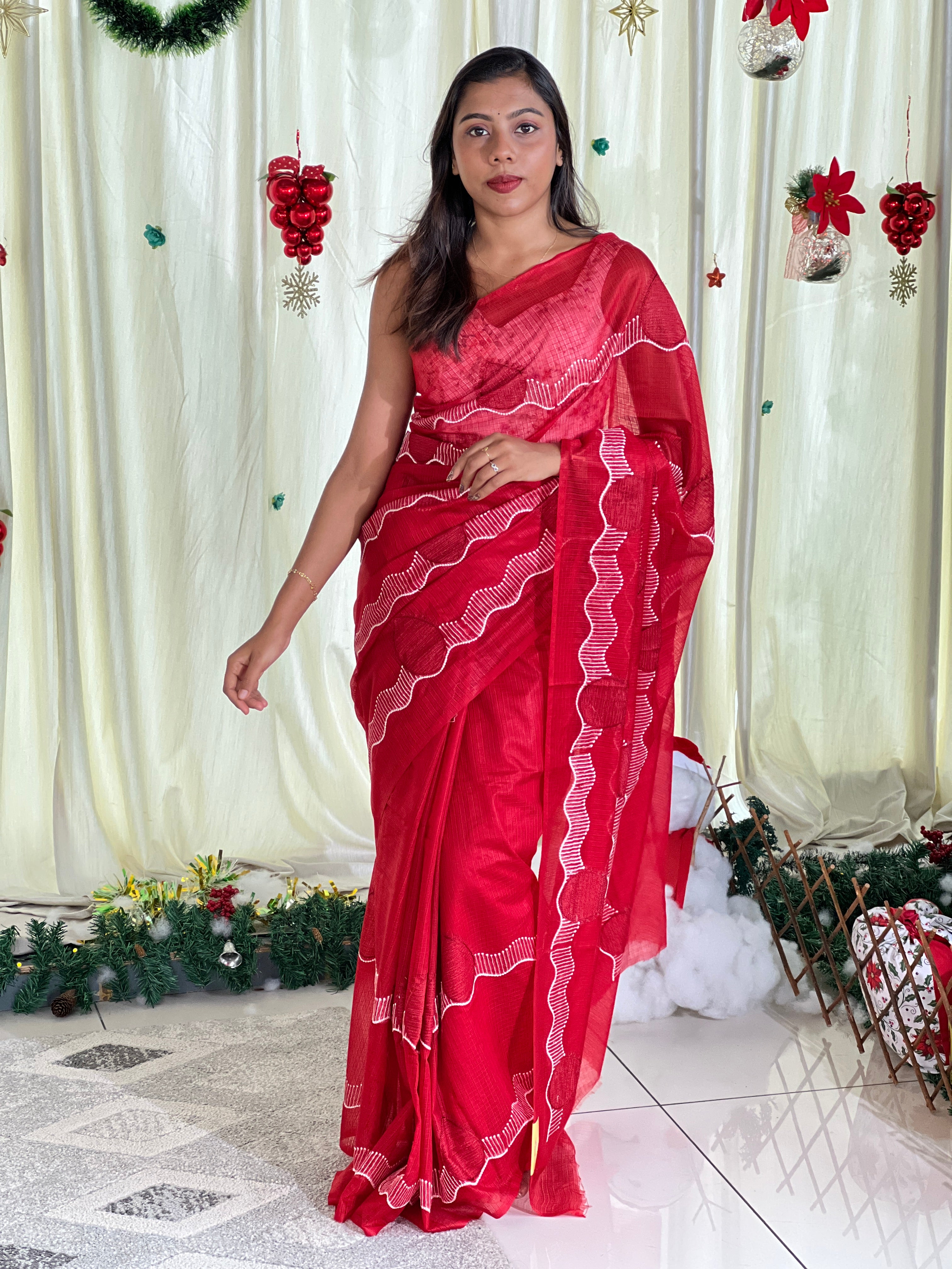 Machine Point Embroidery Detailed Kota Saree | NHH569