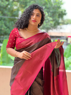 Brocade Weaving Semi Silk Saree | KF120