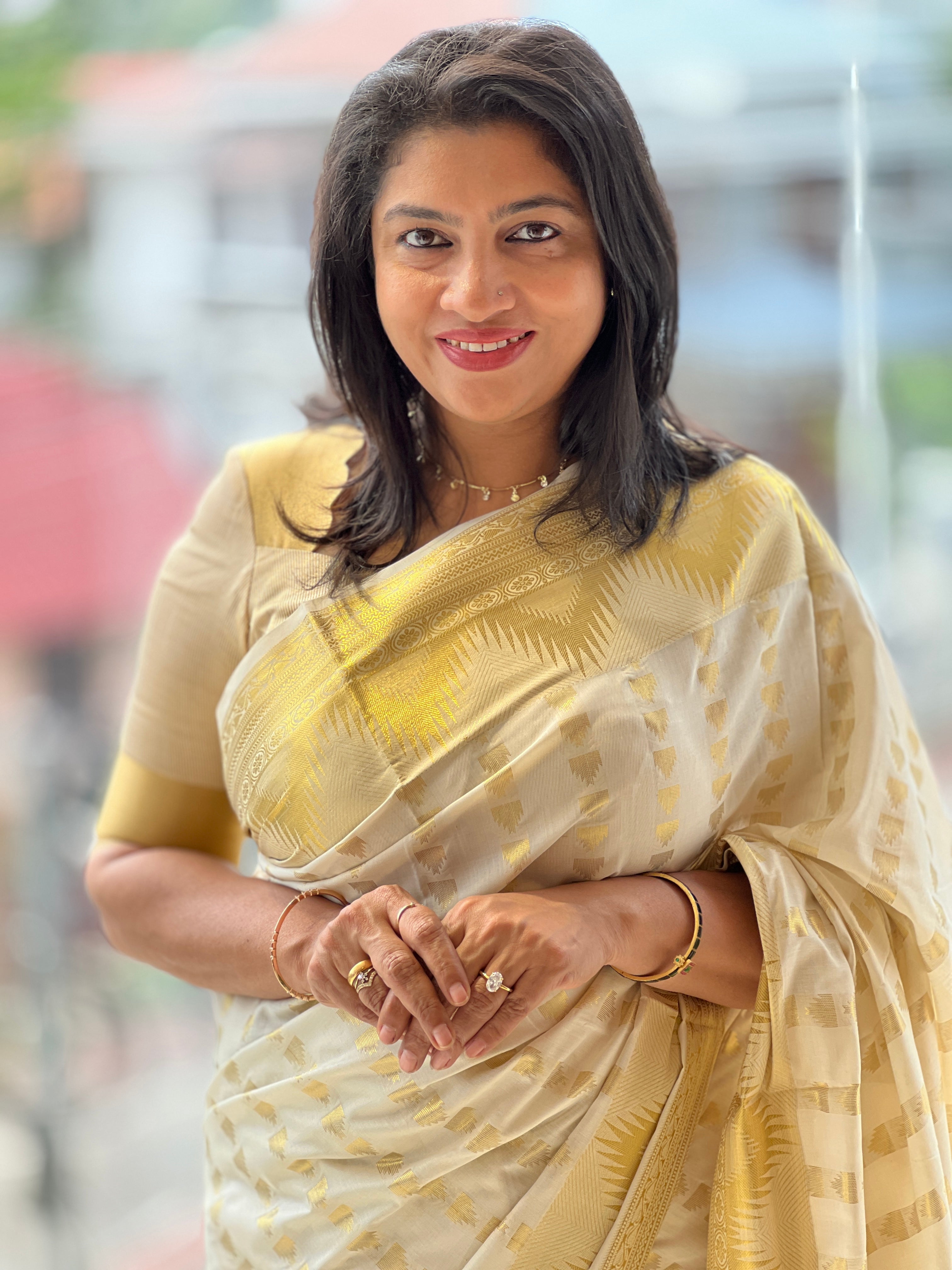 Temple Border Pattern Semi Silk Kerala Saree | RLF194