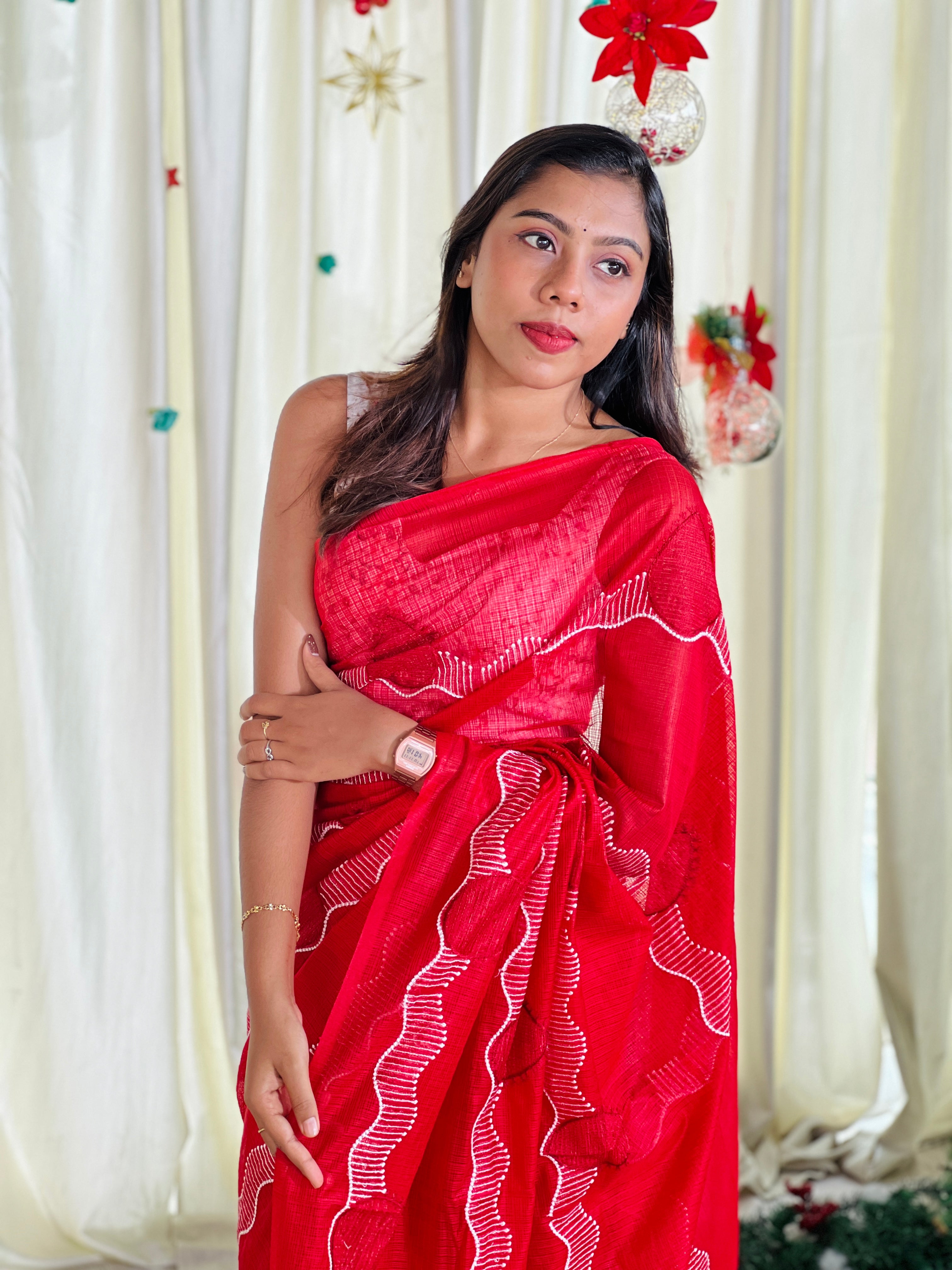 Machine Point Embroidery Detailed Kota Saree | NHH569